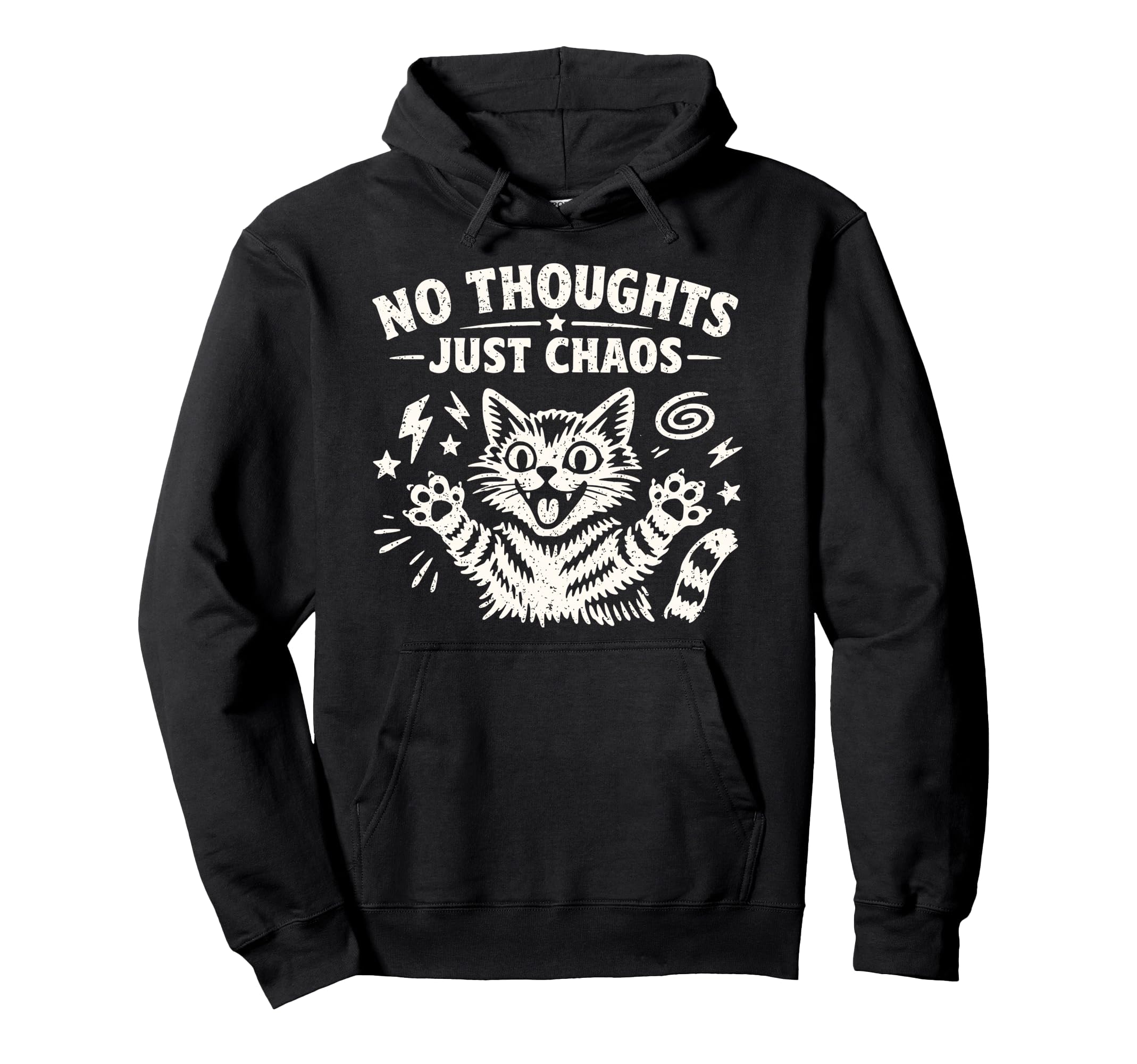 No Thoughts Just Chaos Cat Hoodie - Custom Art Print Men Women - T-Shirt, Sweatshirt, Hoodie