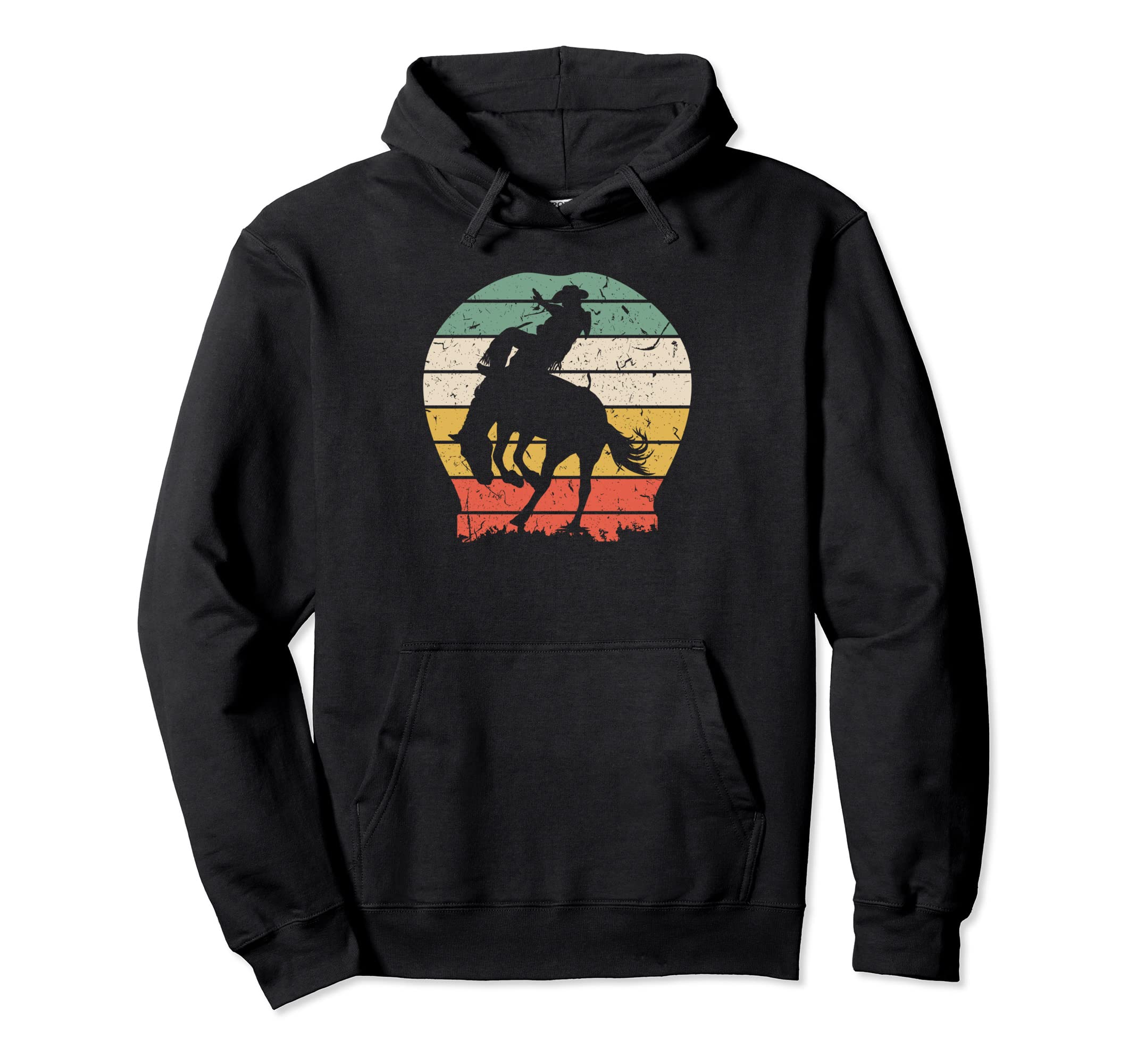 Bronc Riding Bucking Horse Rodeo Western Hoodie - Unique Graphic for Adults - T-Shirt, Sweatshirt, Hoodie