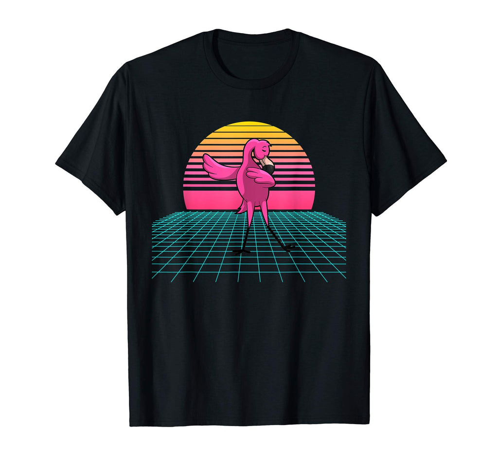 80S Dabbing Flamingo Funny Sunset T-Shirt - Graphic Print for Adults - T-Shirt, Sweatshirt, Hoodie
