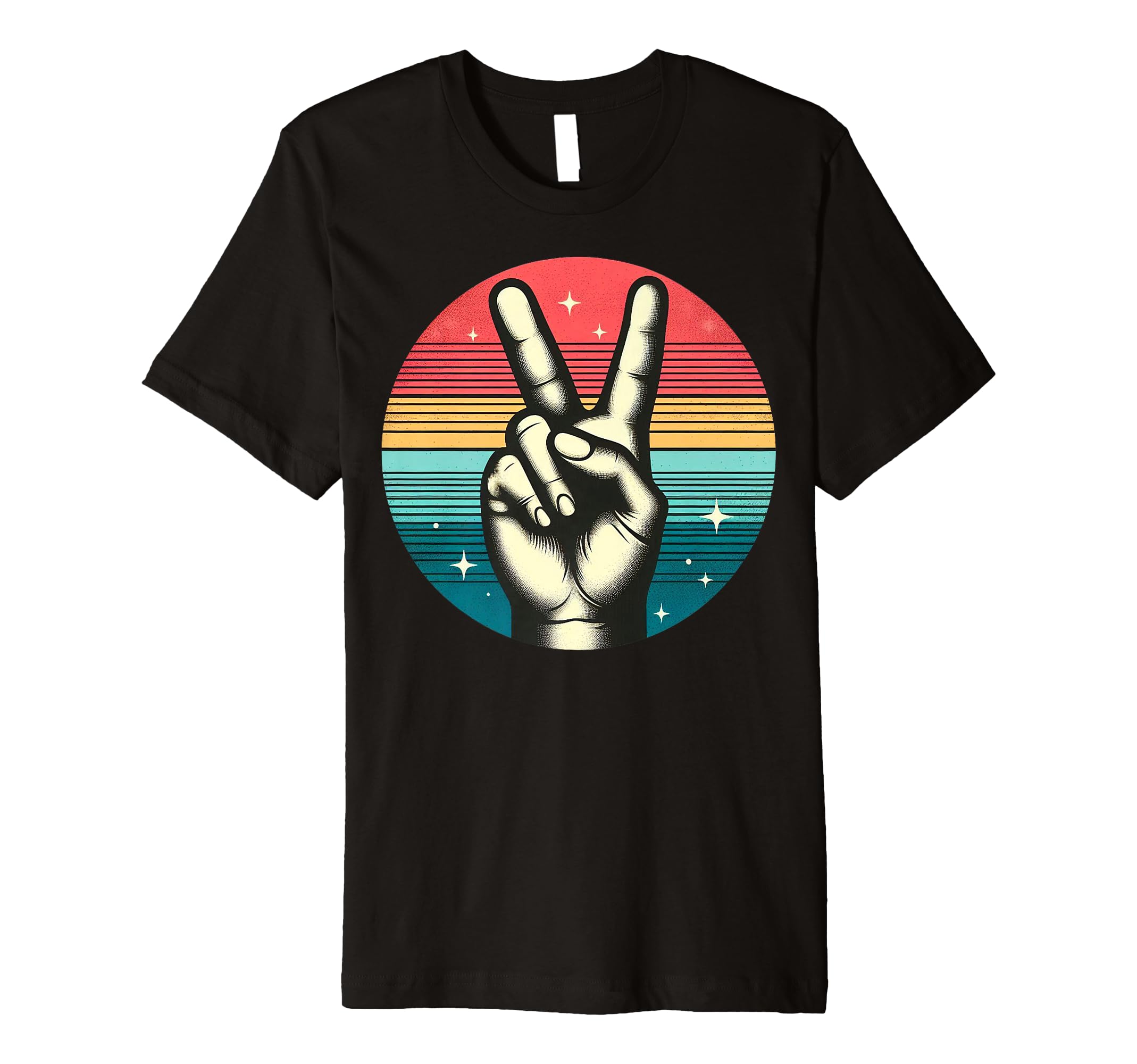 Peace Sign V Fingers 60S 70S 80S T-Shirt - Custom Art Print Unisex - T-Shirt, Sweatshirt, Hoodie