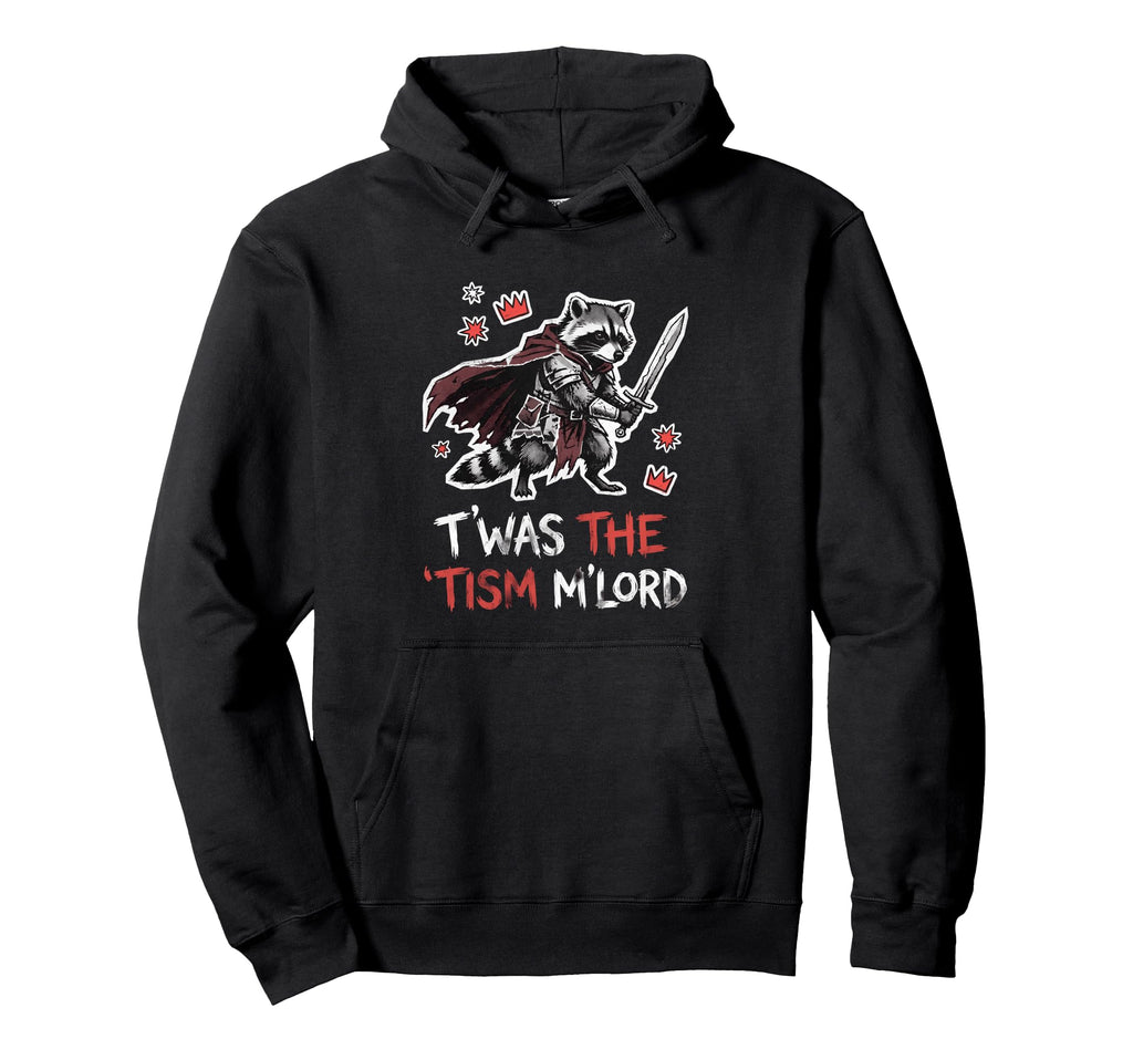Funny Raccoon Knight Medieval Fantasy Hoodie - Graphic Print for Adults - T-Shirt, Sweatshirt, Hoodie