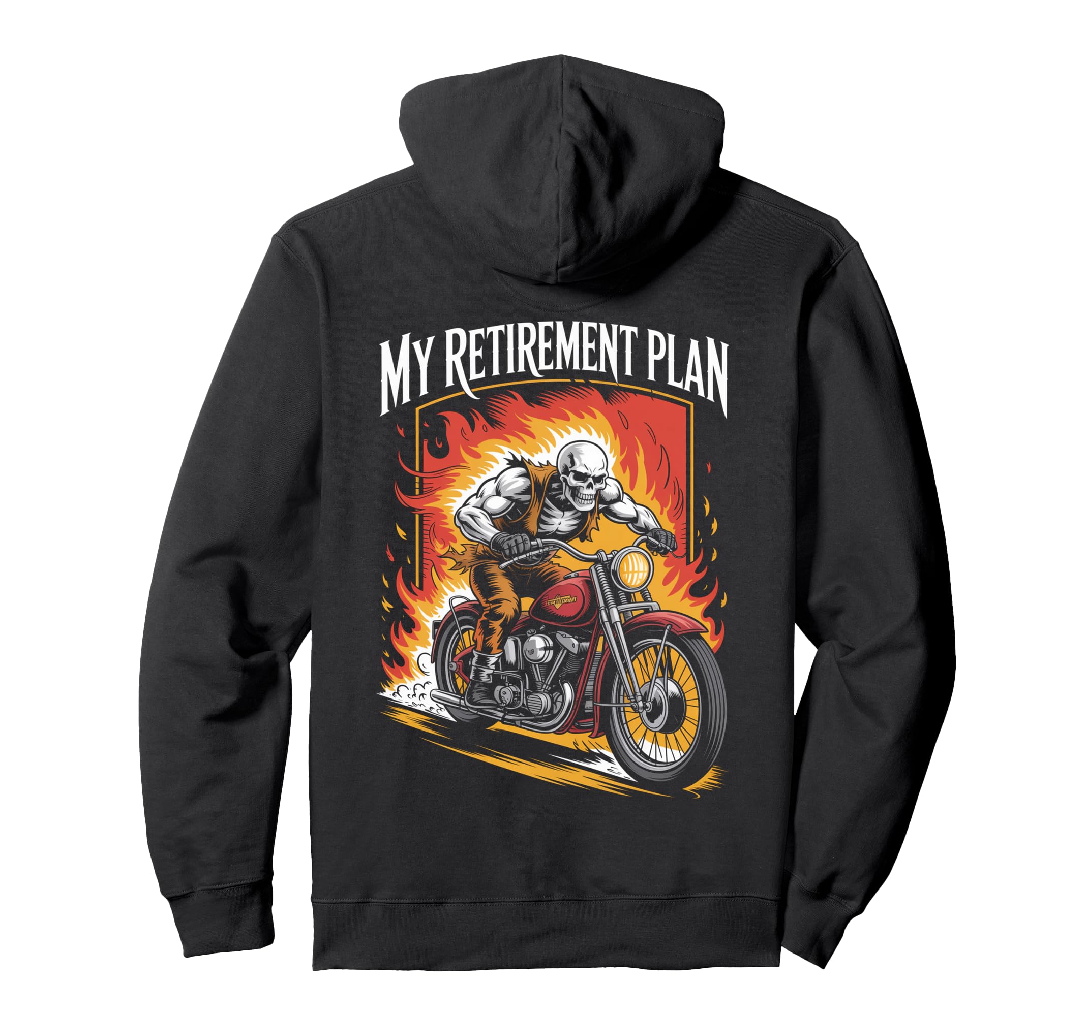 Retired Motorcycle Riding Biker Skeleton Hoodie - Custom Art Print Unisex - T-Shirt, Sweatshirt, Hoodie