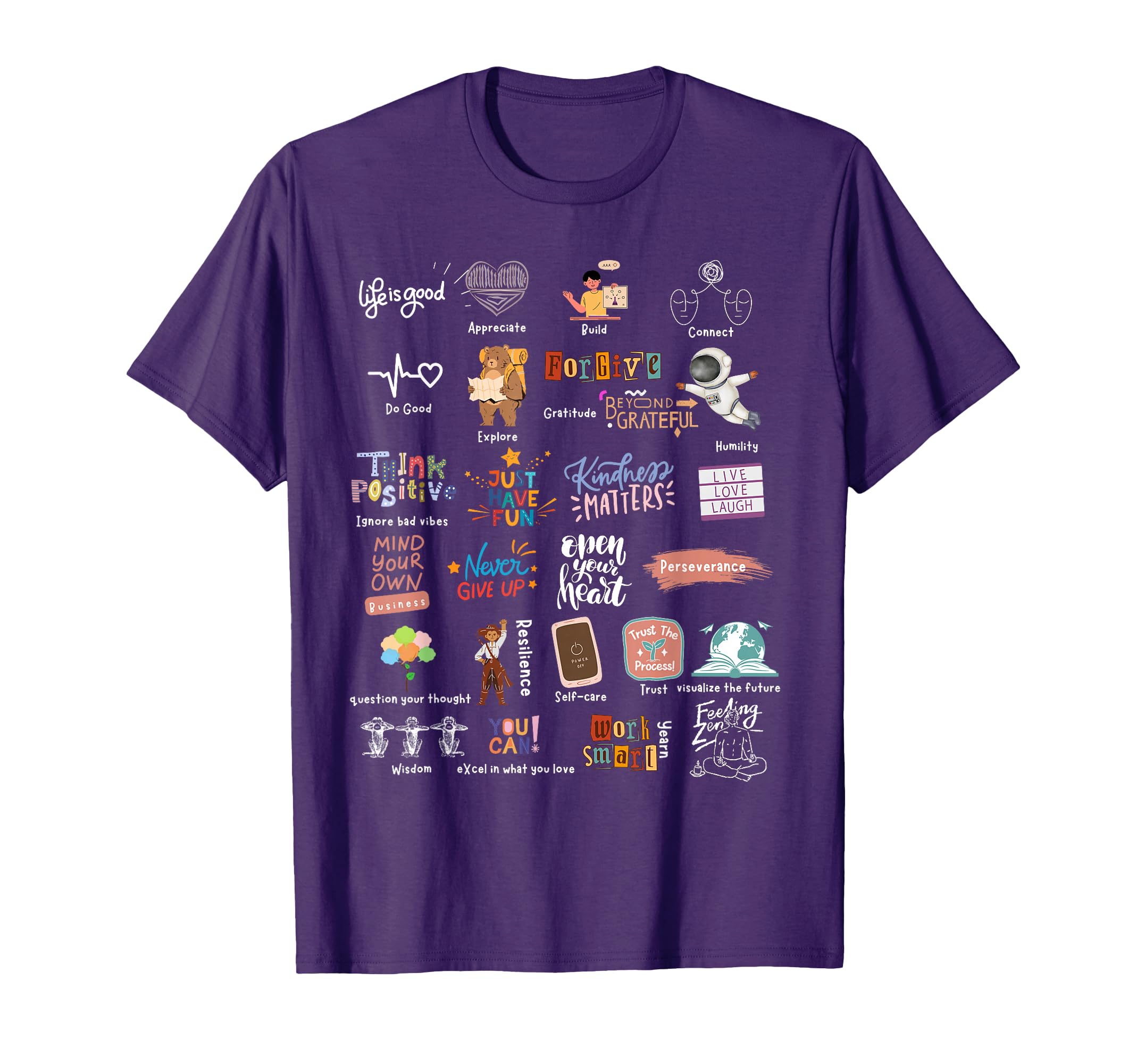 Abc Positive And Encouraging Words T-Shirt - Novelty Apparel Unisex - T-Shirt, Sweatshirt, Hoodie