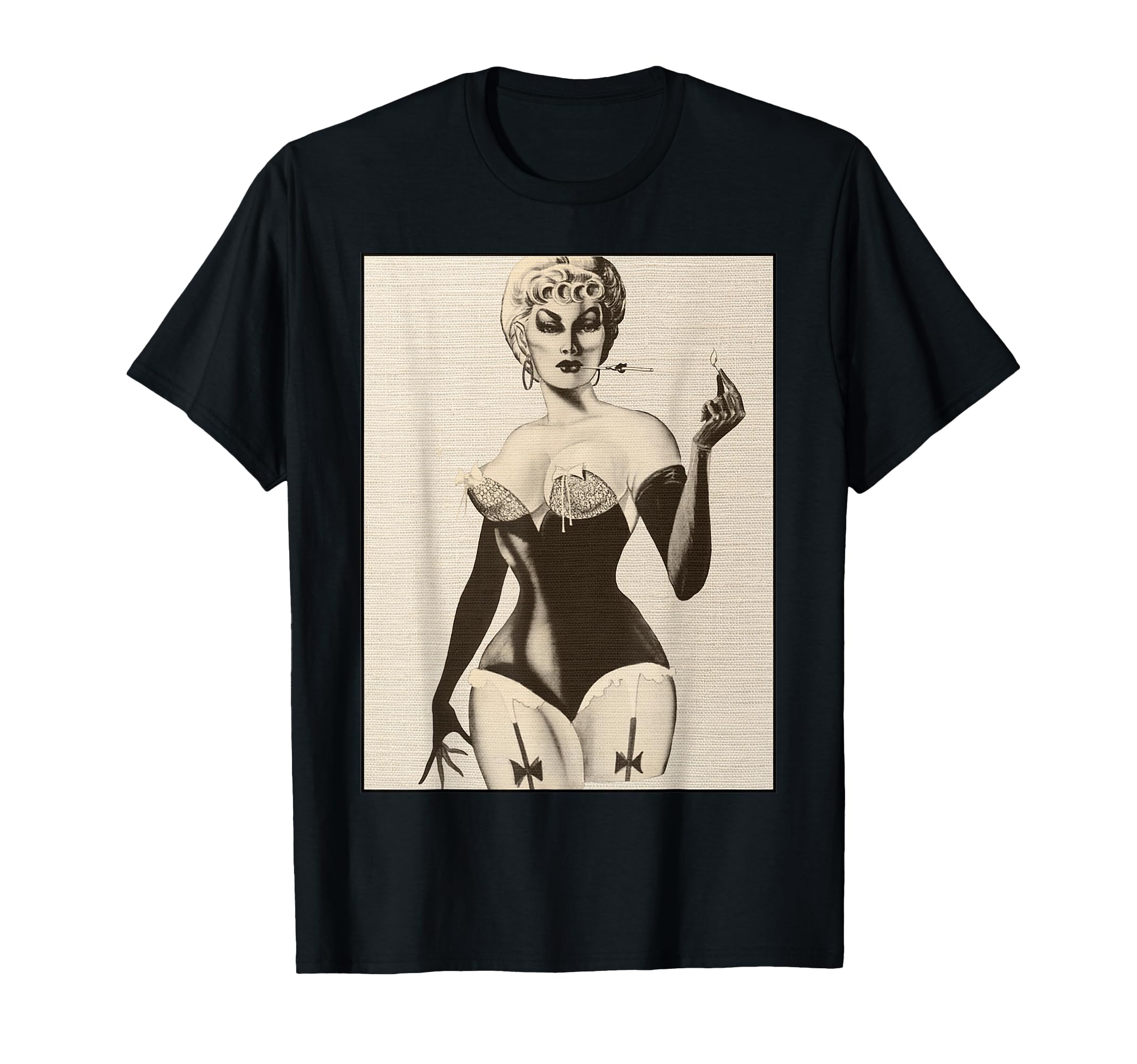 Elegant Pin Up Seductive Corset And T-Shirt - Minimalist Print Unisex - T-Shirt, Sweatshirt, Hoodie