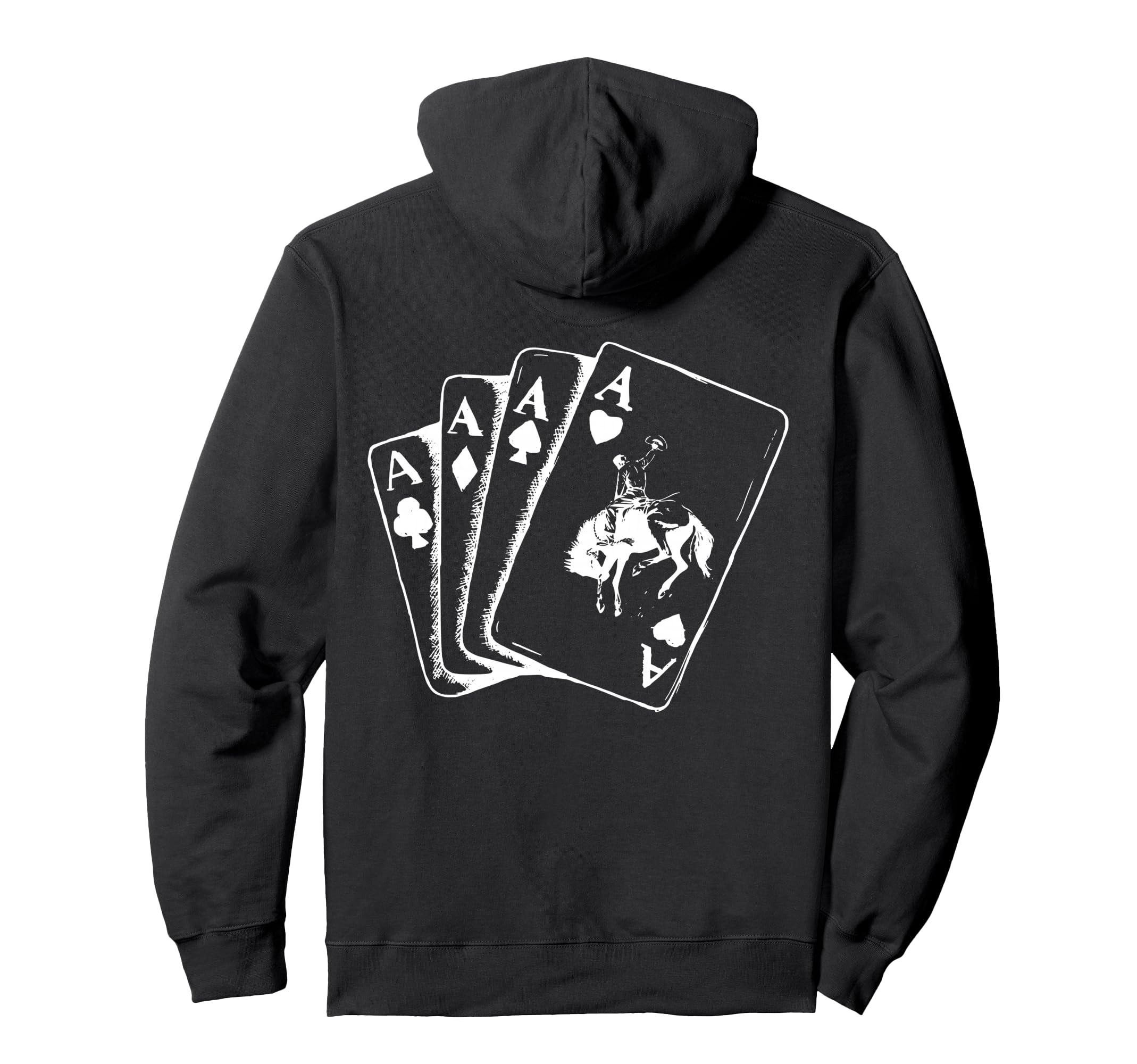 Ace Card Cowboy Poker Card Games Word Back Hoodie - Graphic Print Unisex - T-Shirt, Sweatshirt, Hoodie