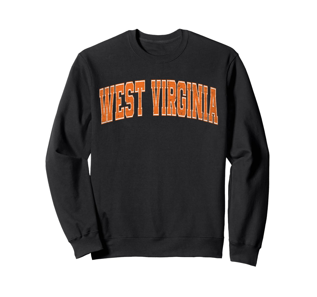 West Virginia Orange Text Sweatshirt - Trendy Graphic Men Women - T-Shirt, Sweatshirt, Hoodie