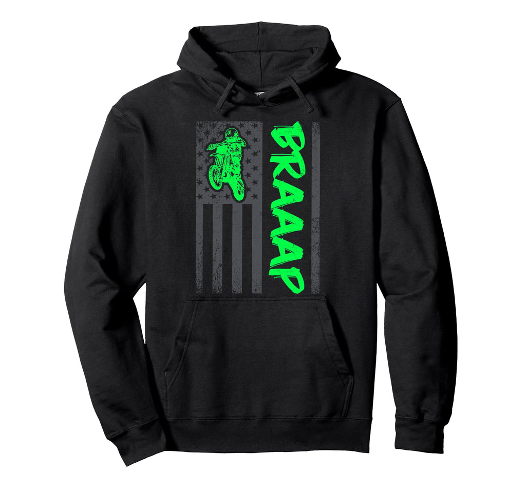 Brap Braap Braaap Usa Flag Motocross Hoodie - Minimalist Print Men Women - T-Shirt, Sweatshirt, Hoodie