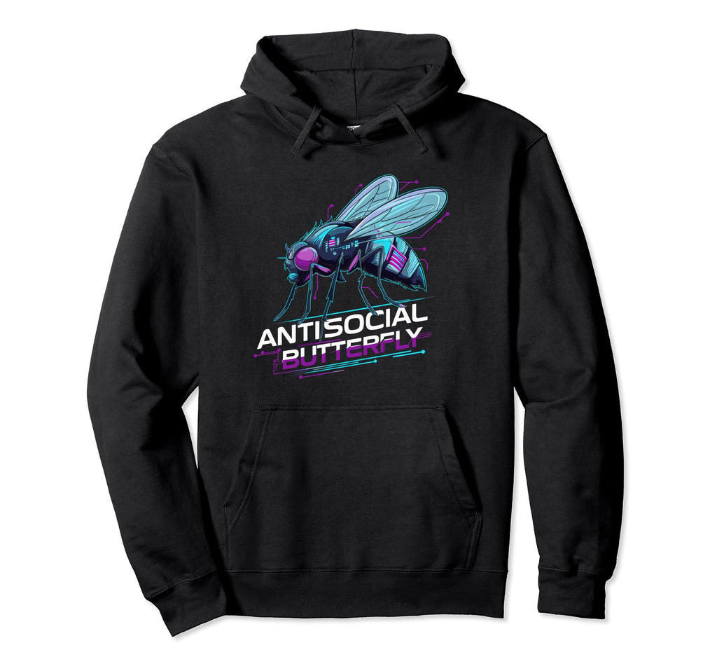 Antisocial Butterfly Housefly Introvert Hoodie - Minimalist Print Unisex - T-Shirt, Sweatshirt, Hoodie