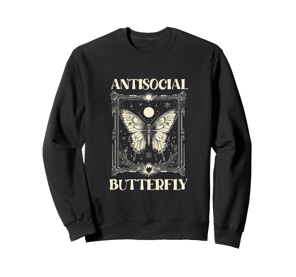 Antisocial Butterfly Gift Hoodie - Minimalist Print Men Women - T-Shirt, Sweatshirt, Hoodie