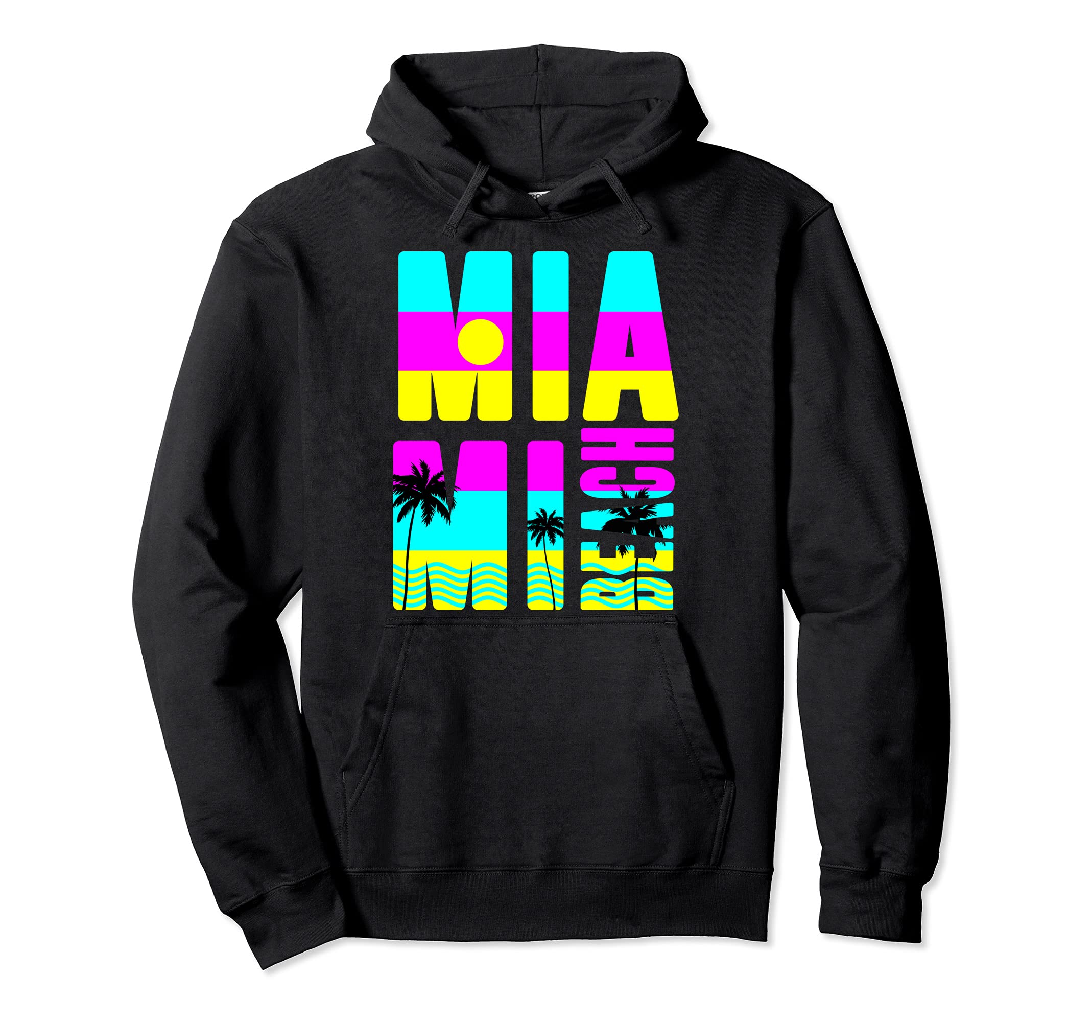 Miami Beach Florida Vaperwave Hoodie - Novelty Apparel for Adults - T-Shirt, Sweatshirt, Hoodie