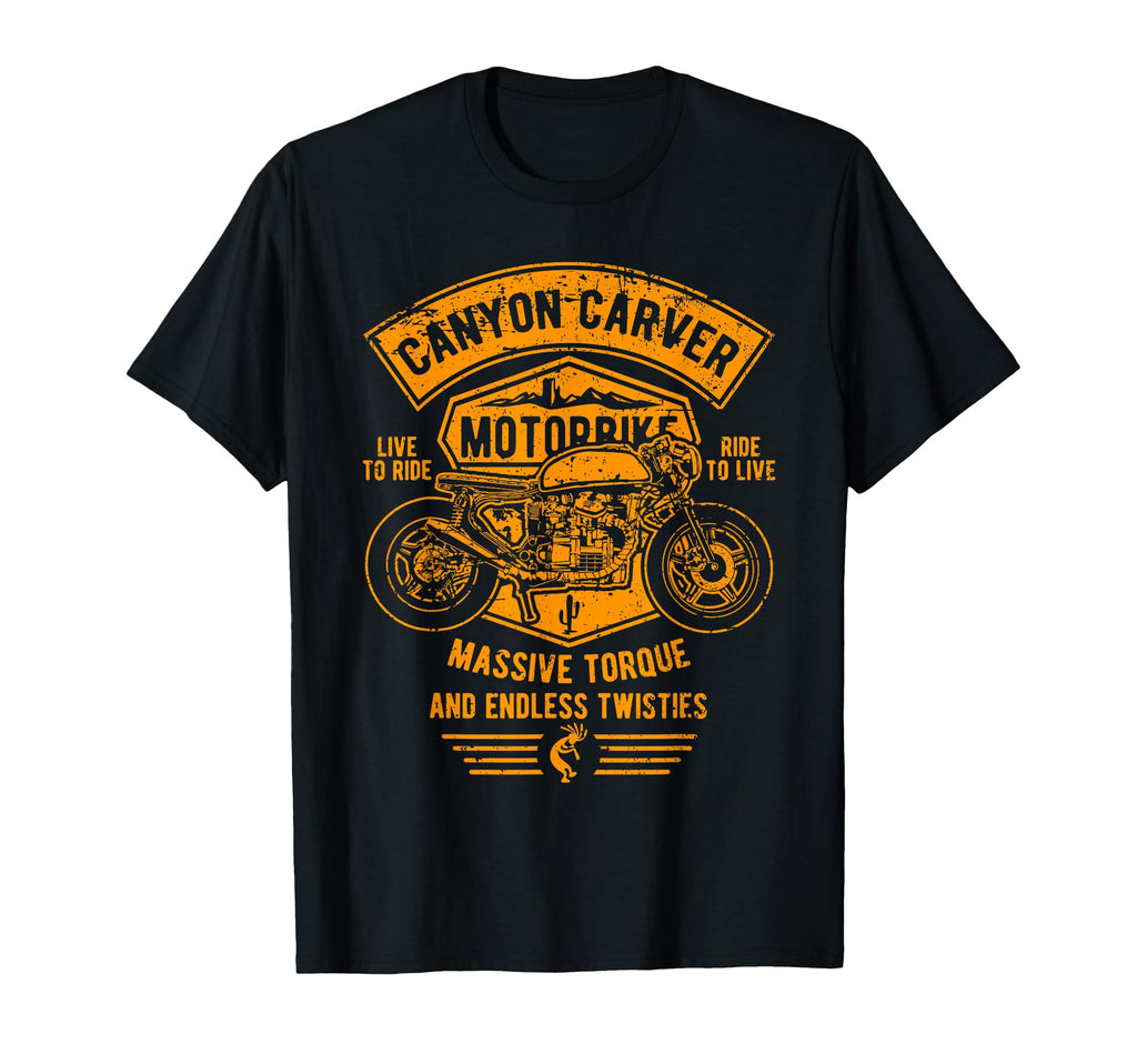 Canyon Carver Motorcycle Distressed T-Shirt - Custom Art Print for Adults - T-Shirt, Sweatshirt, Hoodie