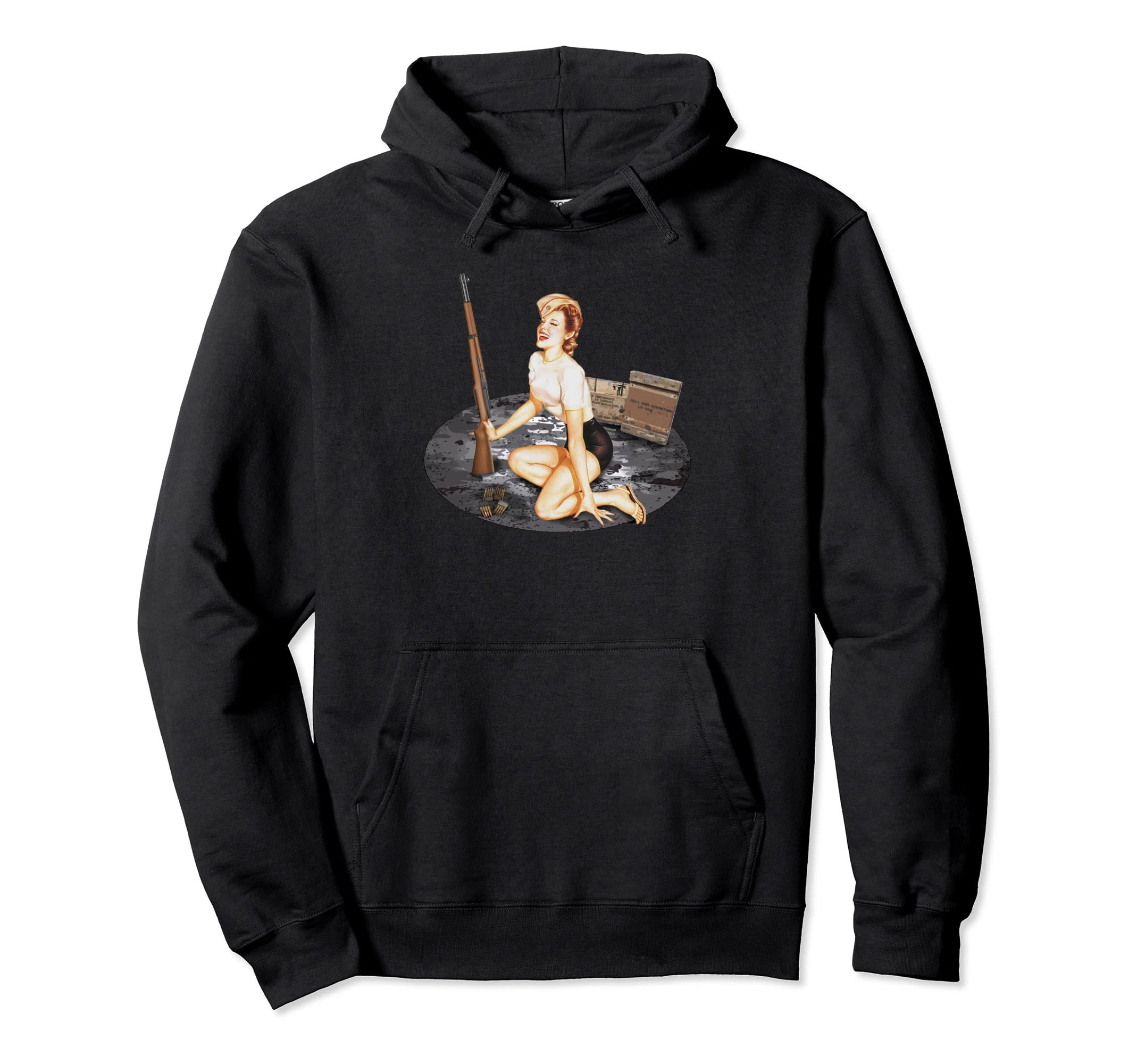 Pin Up M1 Garand Hoodie - Graphic Print Unisex - T-Shirt, Sweatshirt, Hoodie