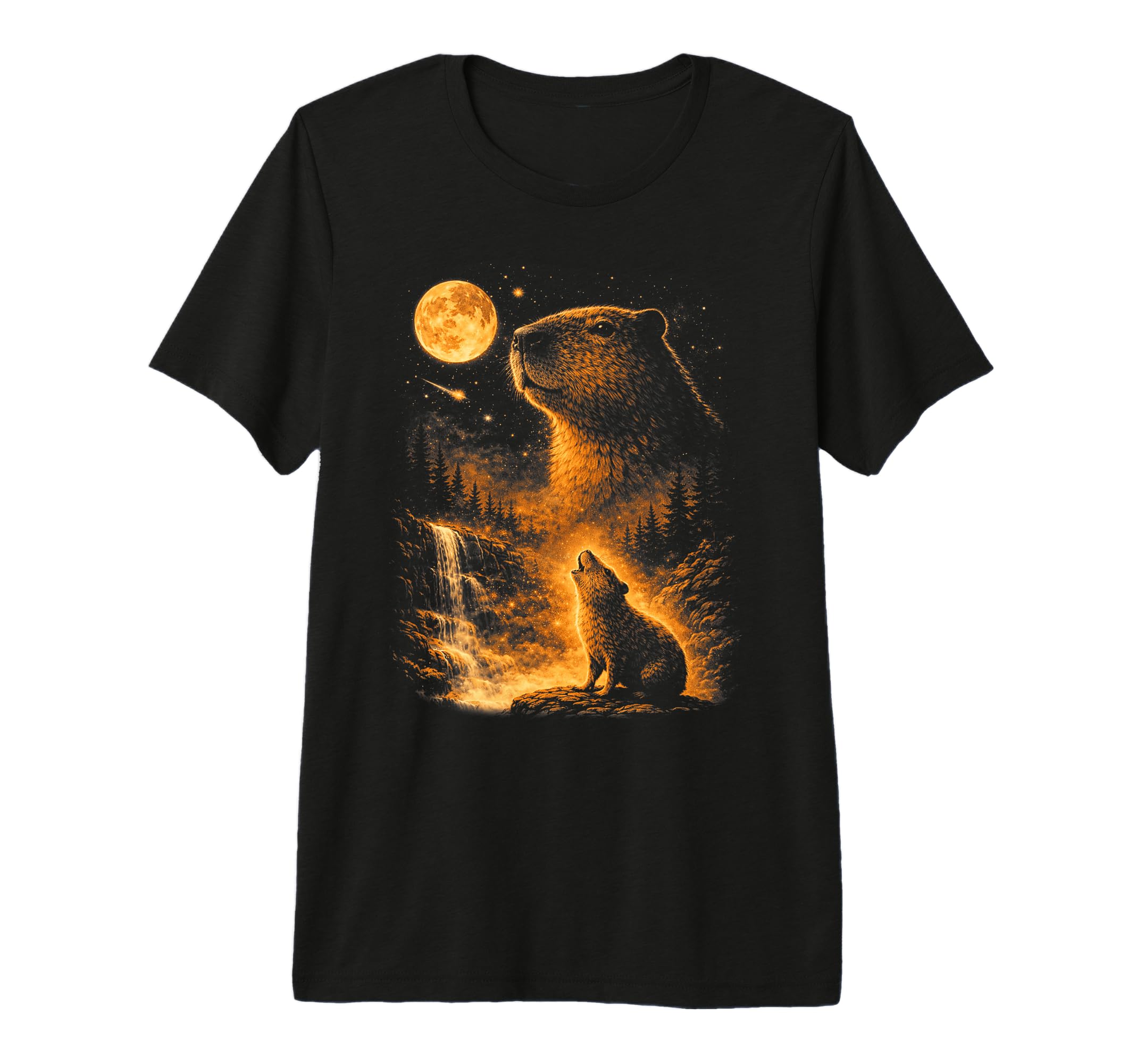 Capybara Howling Moon Meme 90S T-Shirt - Aesthetic Graphic Men Women - T-Shirt, Sweatshirt, Hoodie