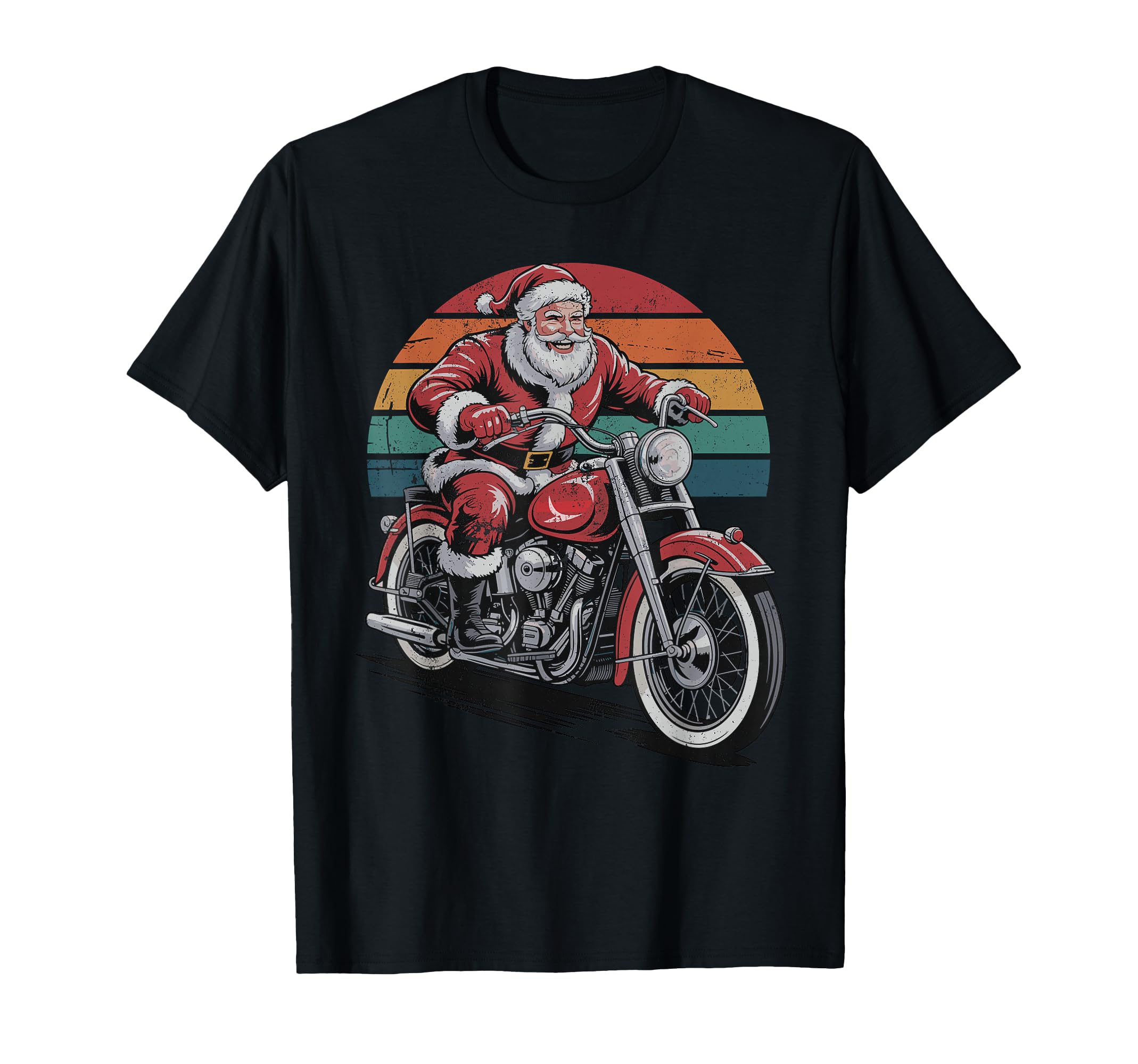 Santa Riding Motorcycle Holiday T-Shirt - Unique Graphic Men Women - T-Shirt, Sweatshirt, Hoodie