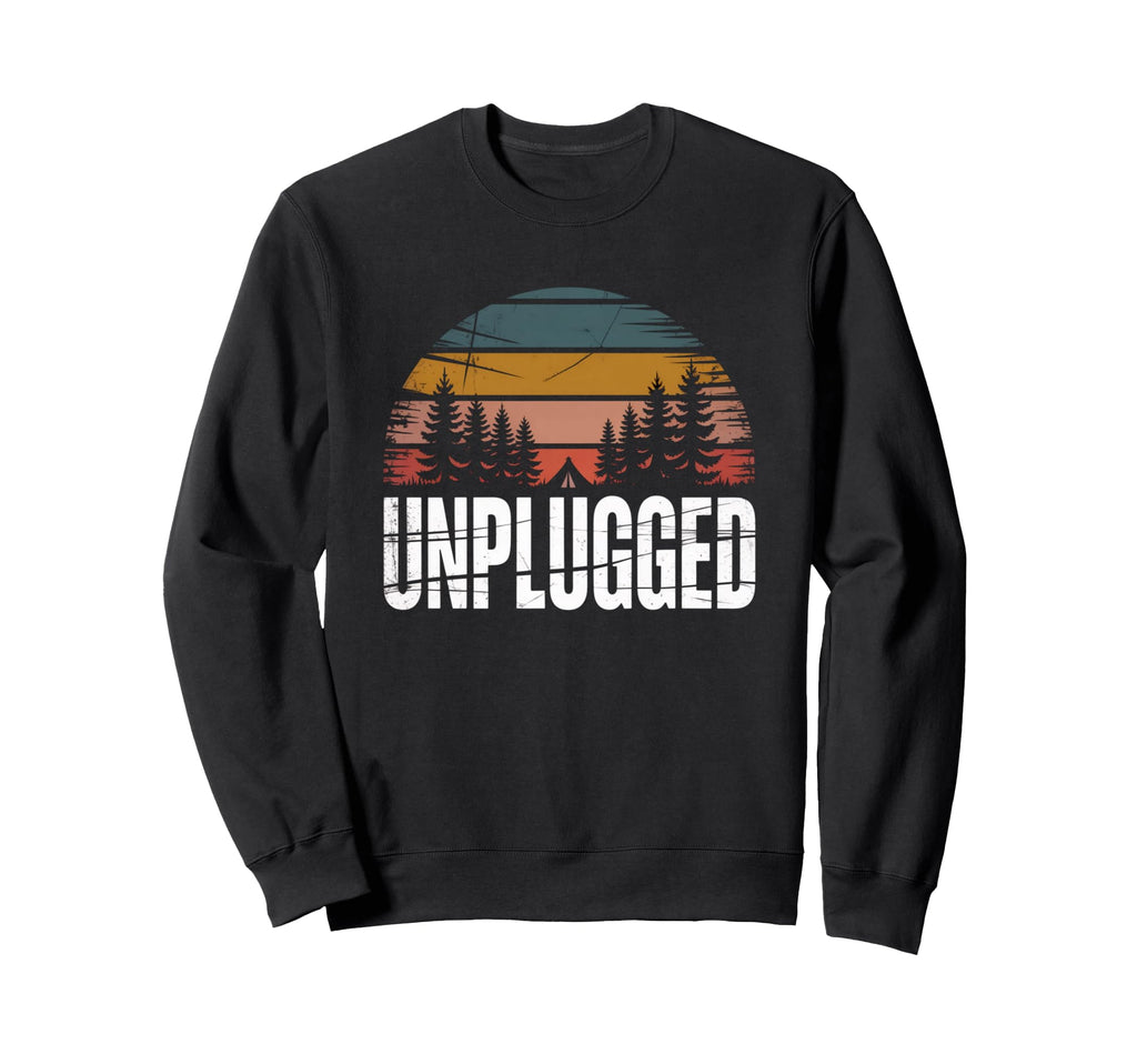 Unplugged Camping Sunset Forest Sweatshirt - Novelty Apparel for Adults - T-Shirt, Sweatshirt, Hoodie