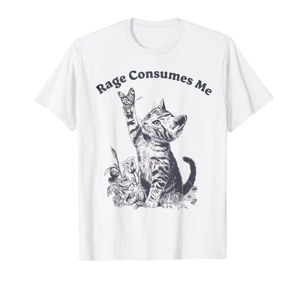 Rage Consumes Me Cat Meme Kitten T-Shirt - Fun Novelty Design for Adults - T-Shirt, Sweatshirt, Hoodie