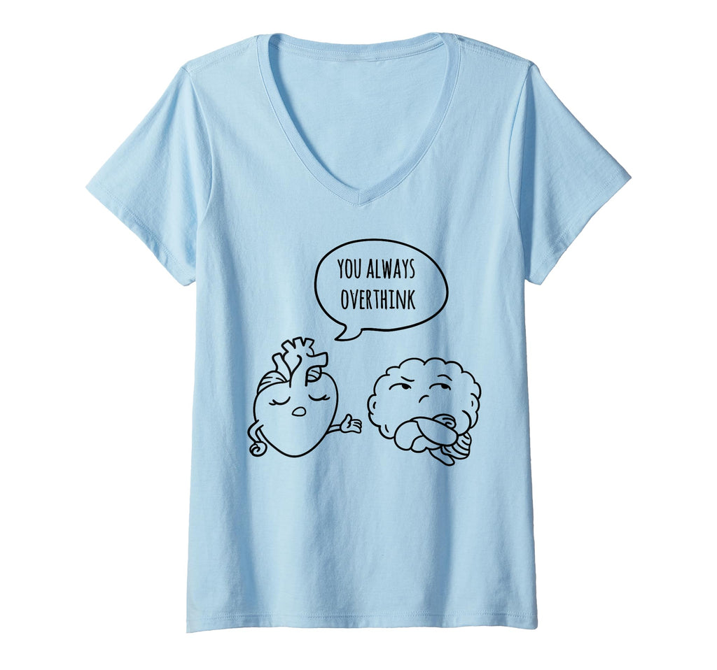Womens Overthinker Cartoon V Neck T-Shirt - Streetwear Style Unisex - T-Shirt, Sweatshirt, Hoodie