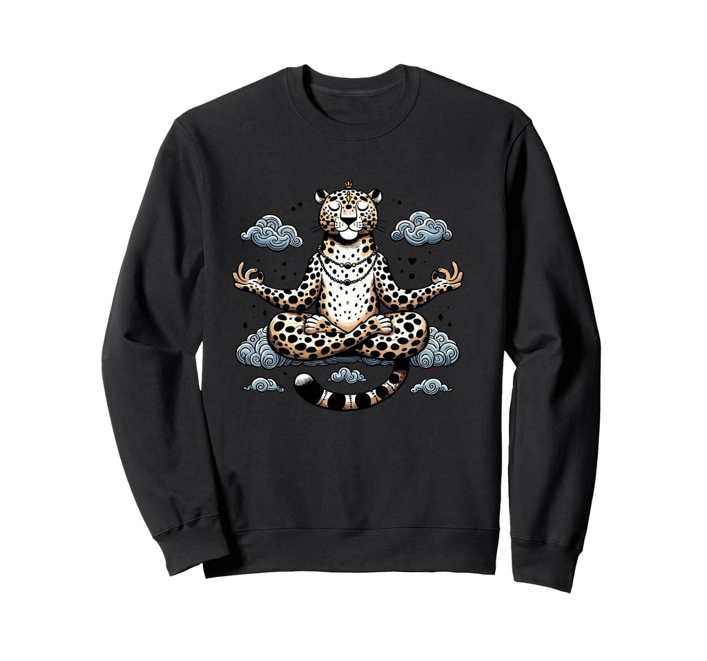 Meditation Leopard Yoga Pose Sweatshirt - Trendy Graphic for Adults - T-Shirt, Sweatshirt, Hoodie