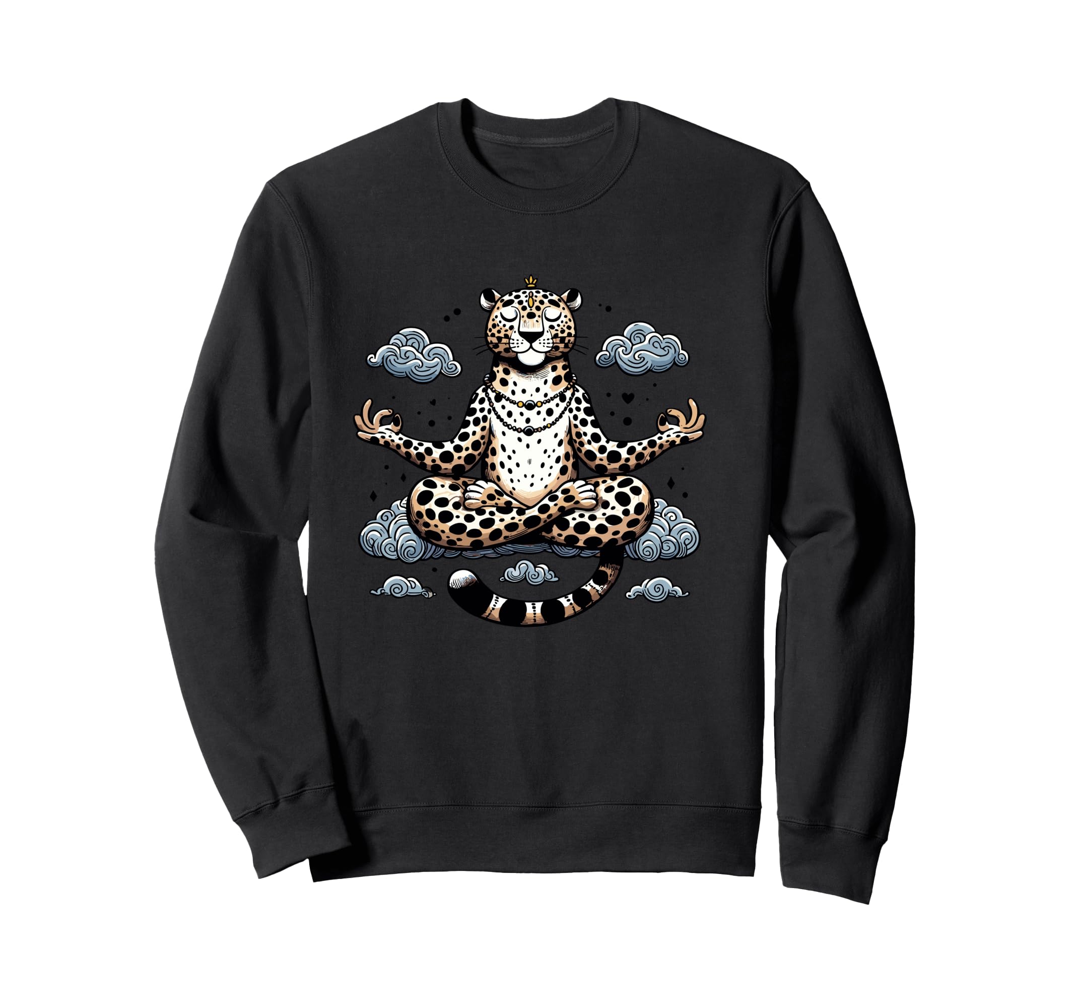 Meditation Leopard Yoga Pose Sweatshirt - Trendy Graphic for Adults - T-Shirt, Sweatshirt, Hoodie