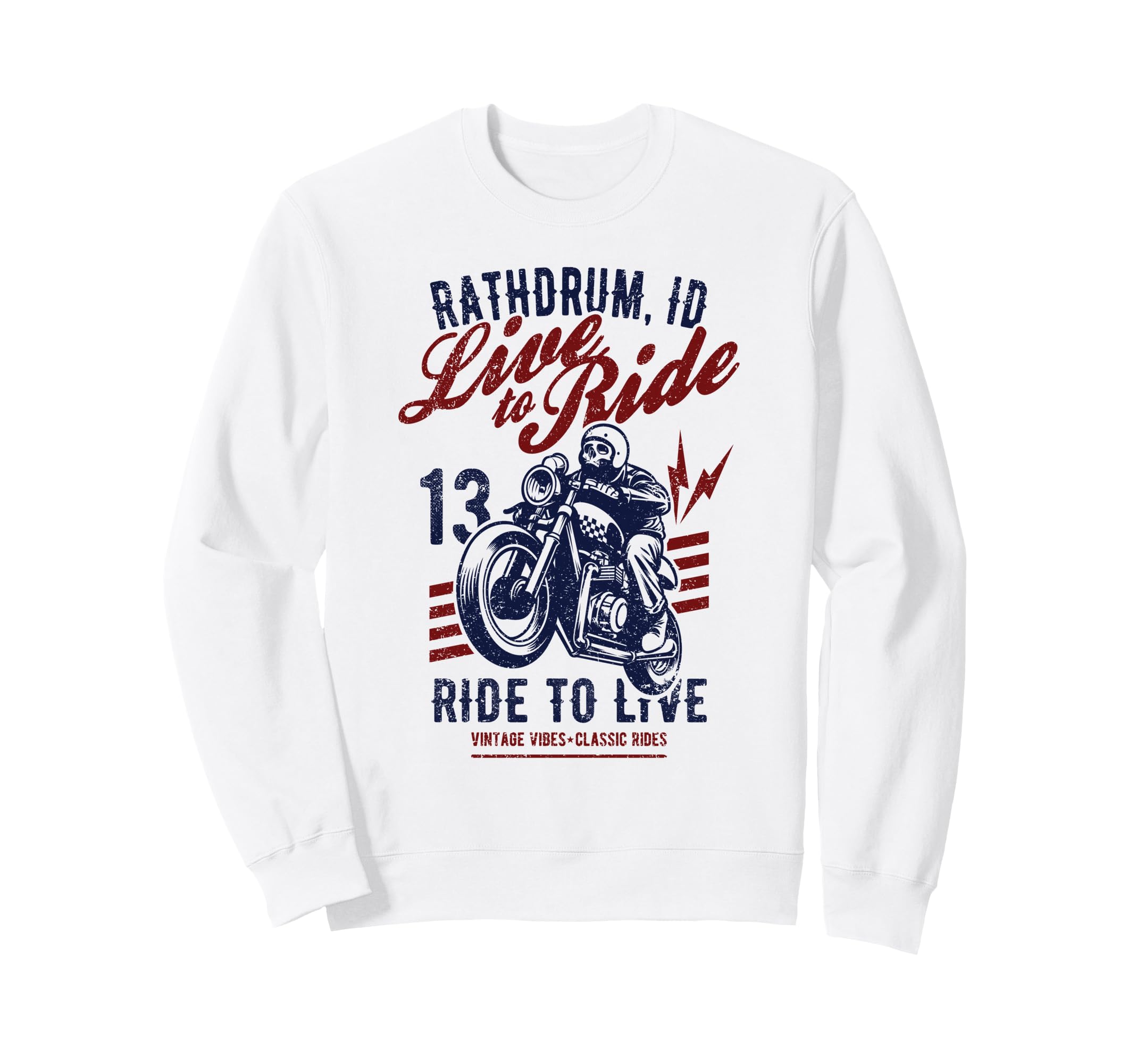 Rathdrum Idaho Motorcycle Skull Rider Sweatshirt - Aesthetic Graphic Unisex - T-Shirt, Sweatshirt, Hoodie