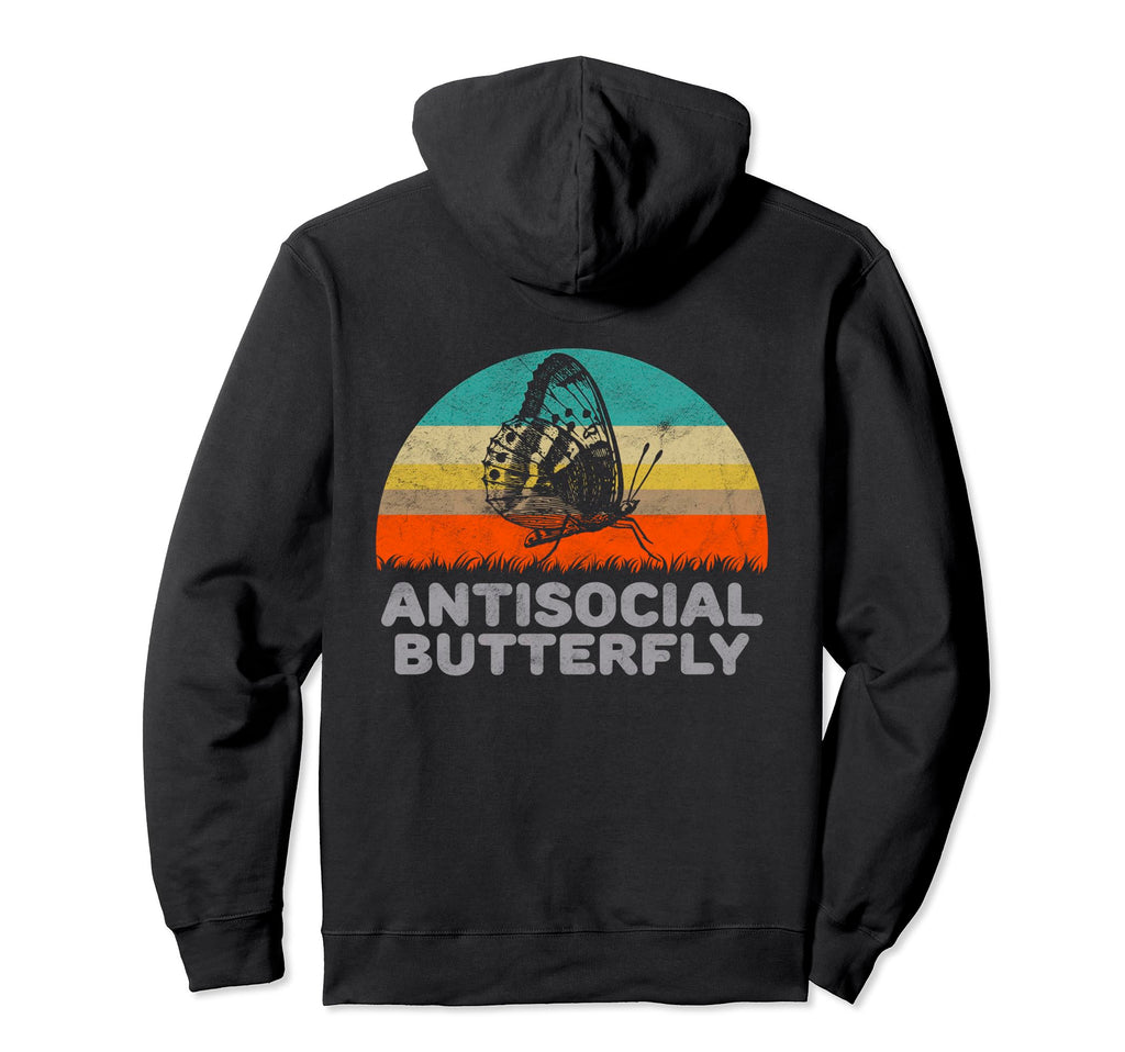 Funny Antisocial Butterfly Hoodie - Custom Art Print Unisex - T-Shirt, Sweatshirt, Hoodie