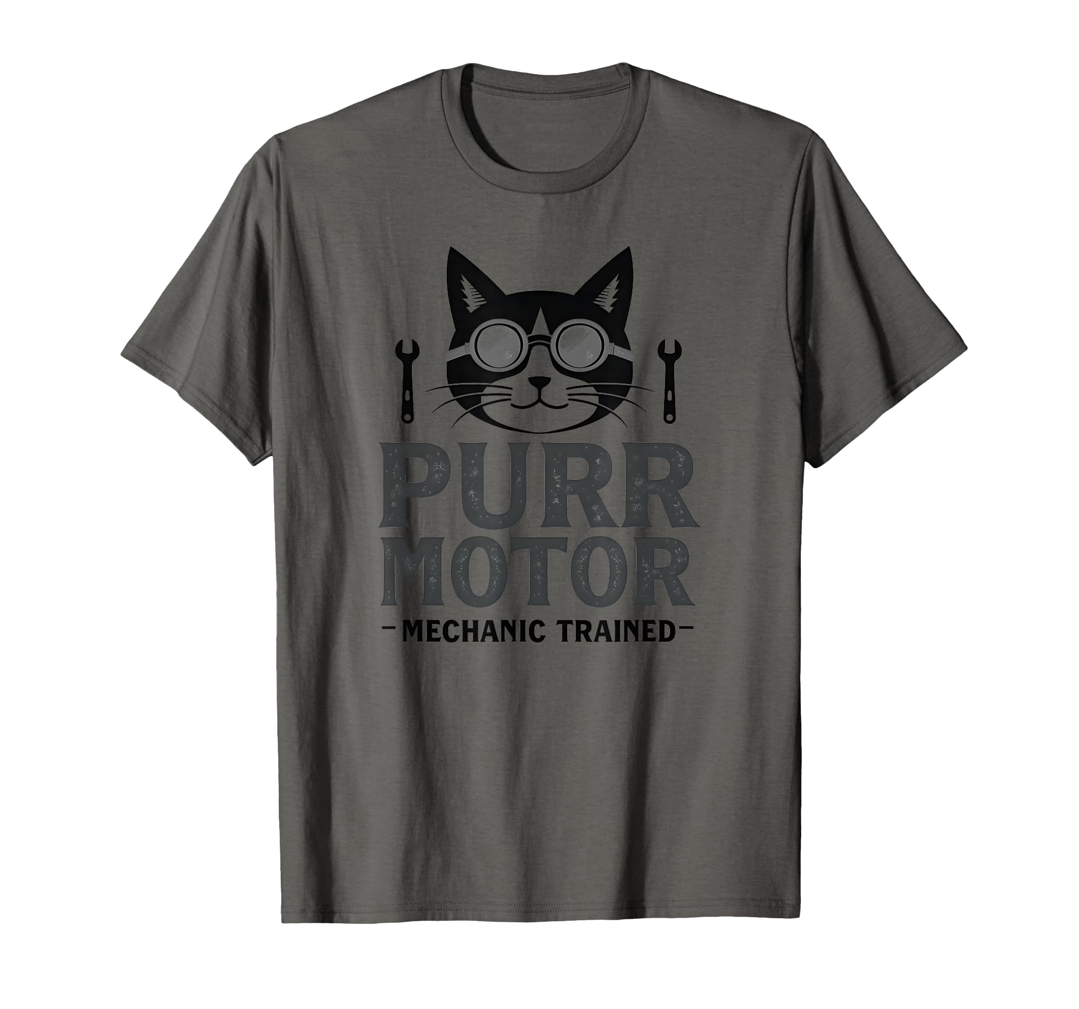 Purr Motor Mechanic Trained Cat T-Shirt - Fun Novelty Design Unisex - T-Shirt, Sweatshirt, Hoodie