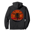 Longhorn Cow Skull Aged Distressed Sunset Hoodie - Novelty Apparel Unisex - T-Shirt, Sweatshirt, Hoodie