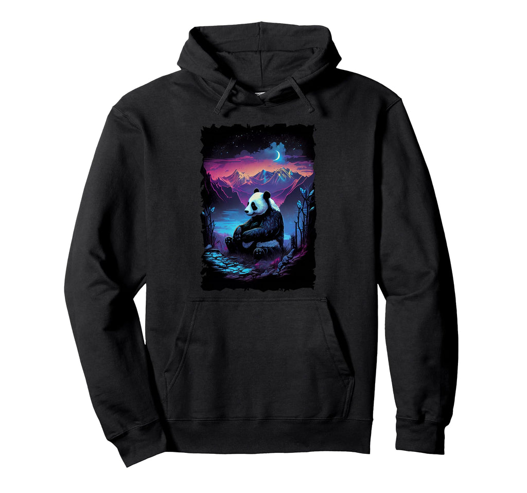 Panda Silhouette Mountain Sunset Hoodie - Minimalist Print Men Women - T-Shirt, Sweatshirt, Hoodie