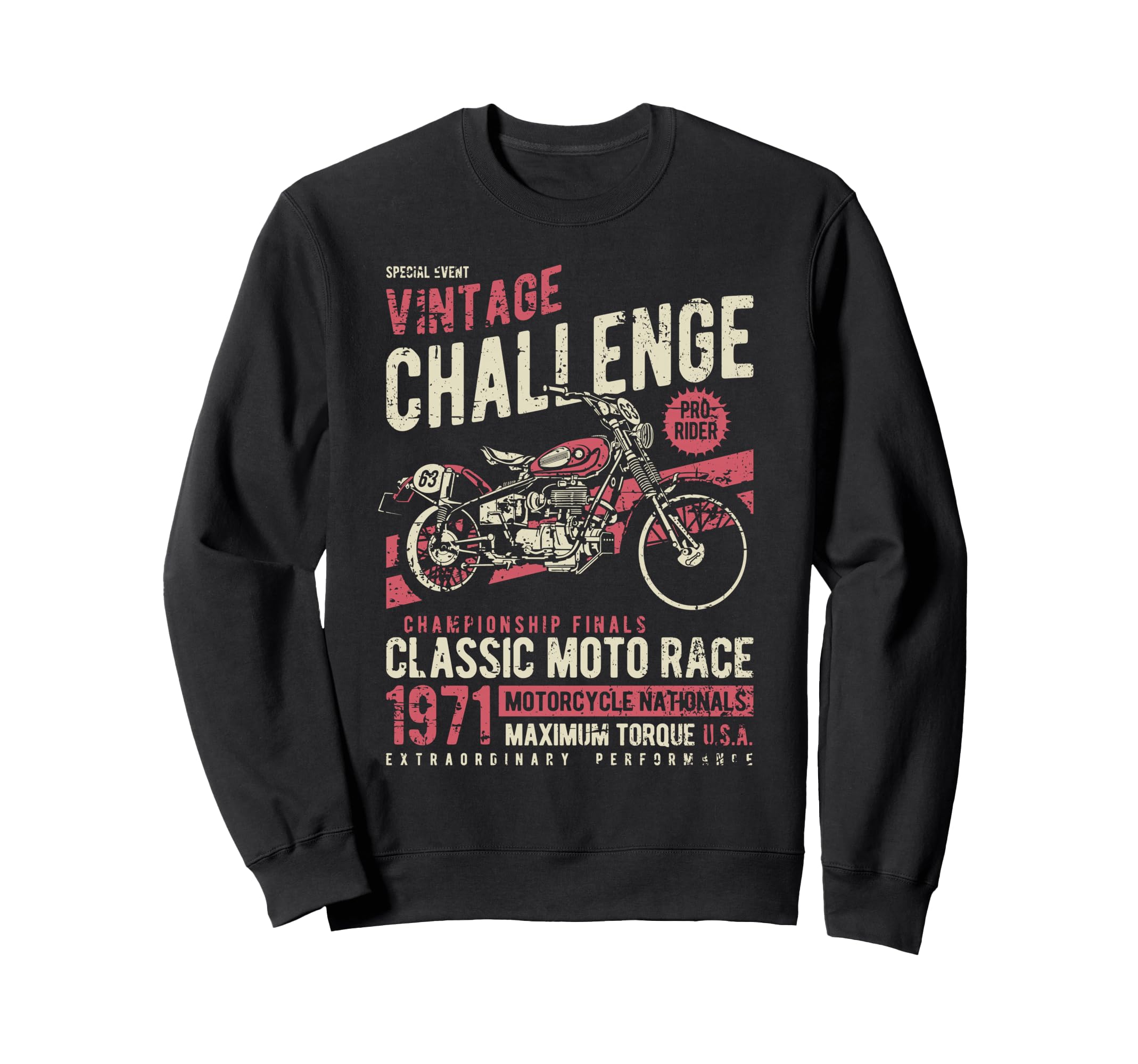 Challenge Motorcycle Race Distressed Sweatshirt - Unique Graphic Men Women - T-Shirt, Sweatshirt, Hoodie