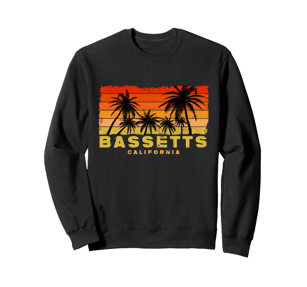 Bassetts California Palm Sunset Sweatshirt - Fun Novelty Design Unisex - T-Shirt, Sweatshirt, Hoodie