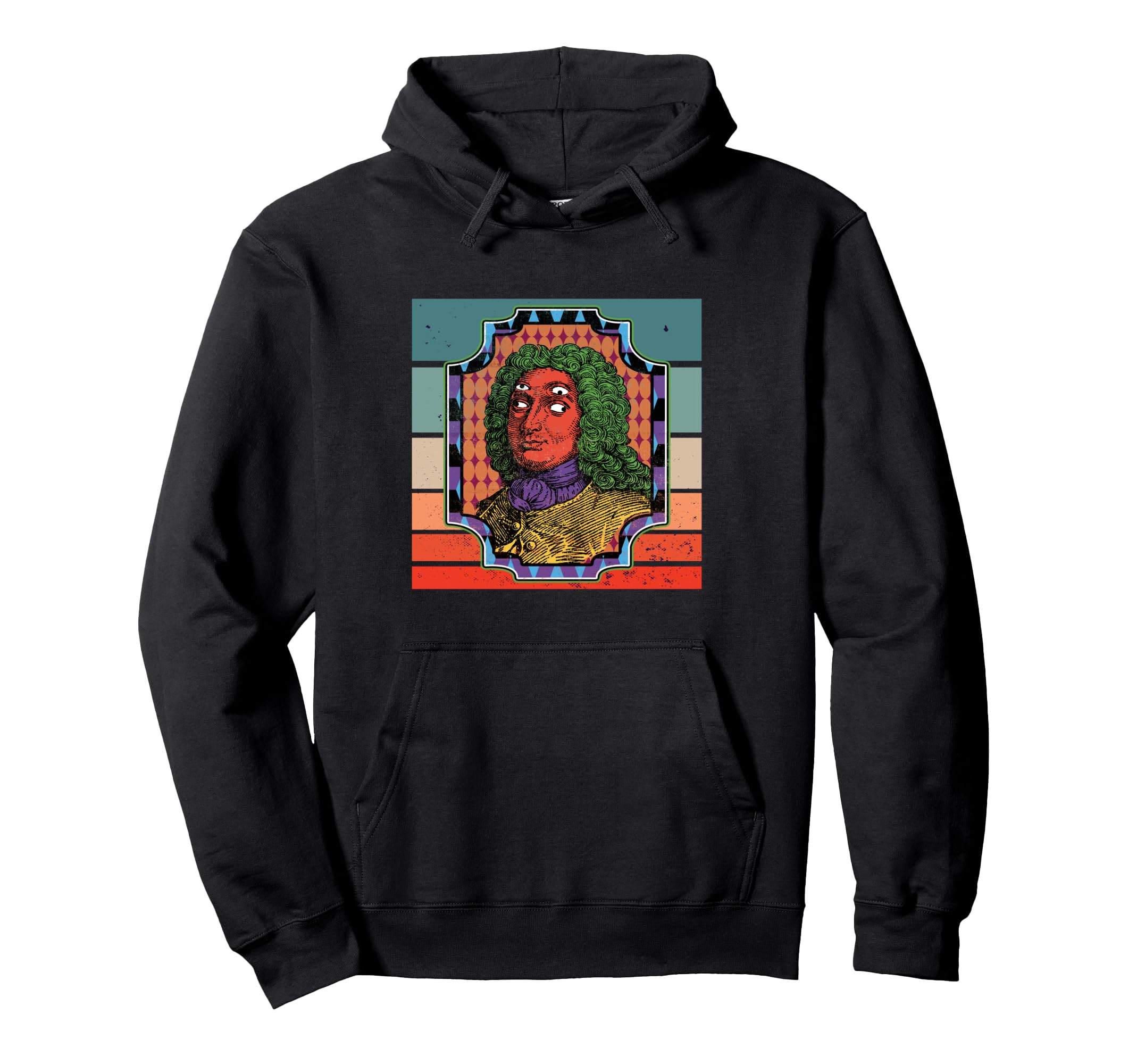 Portrait Multi Eyed Gentleman Curly Hoodie - Fun Novelty Design Unisex - T-Shirt, Sweatshirt, Hoodie
