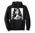 Glamour Black White Illustration Hoodie - Minimalist Print for Adults - T-Shirt, Sweatshirt, Hoodie