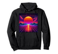80S Grid Sunset Vaporwave Synthwave Hoodie - Fun Novelty Design Men Women - T-Shirt, Sweatshirt, Hoodie