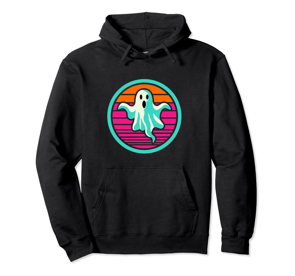 80S Ghost Halloween Retrowave Aesthetic Hoodie - Trendy Graphic Unisex - T-Shirt, Sweatshirt, Hoodie