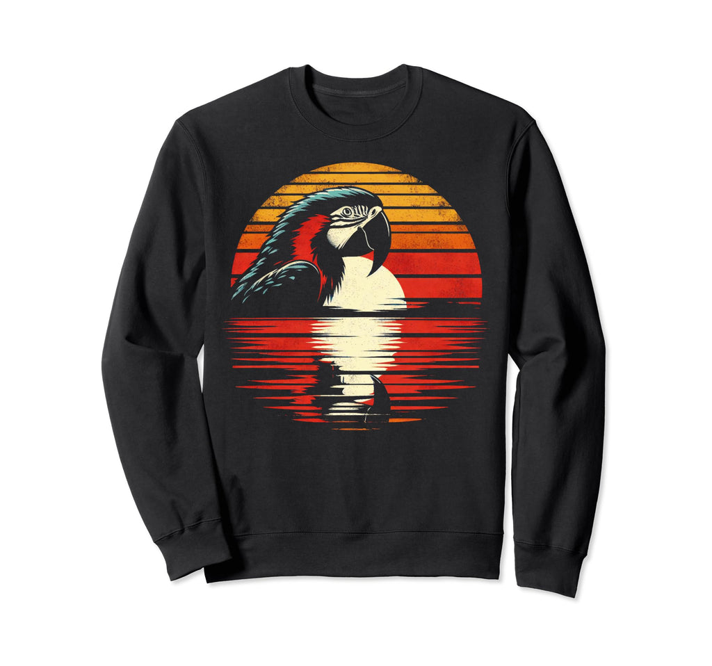 Macaw Bird Sunset Safari 70S Sweatshirt - Unique Graphic for Adults - T-Shirt, Sweatshirt, Hoodie