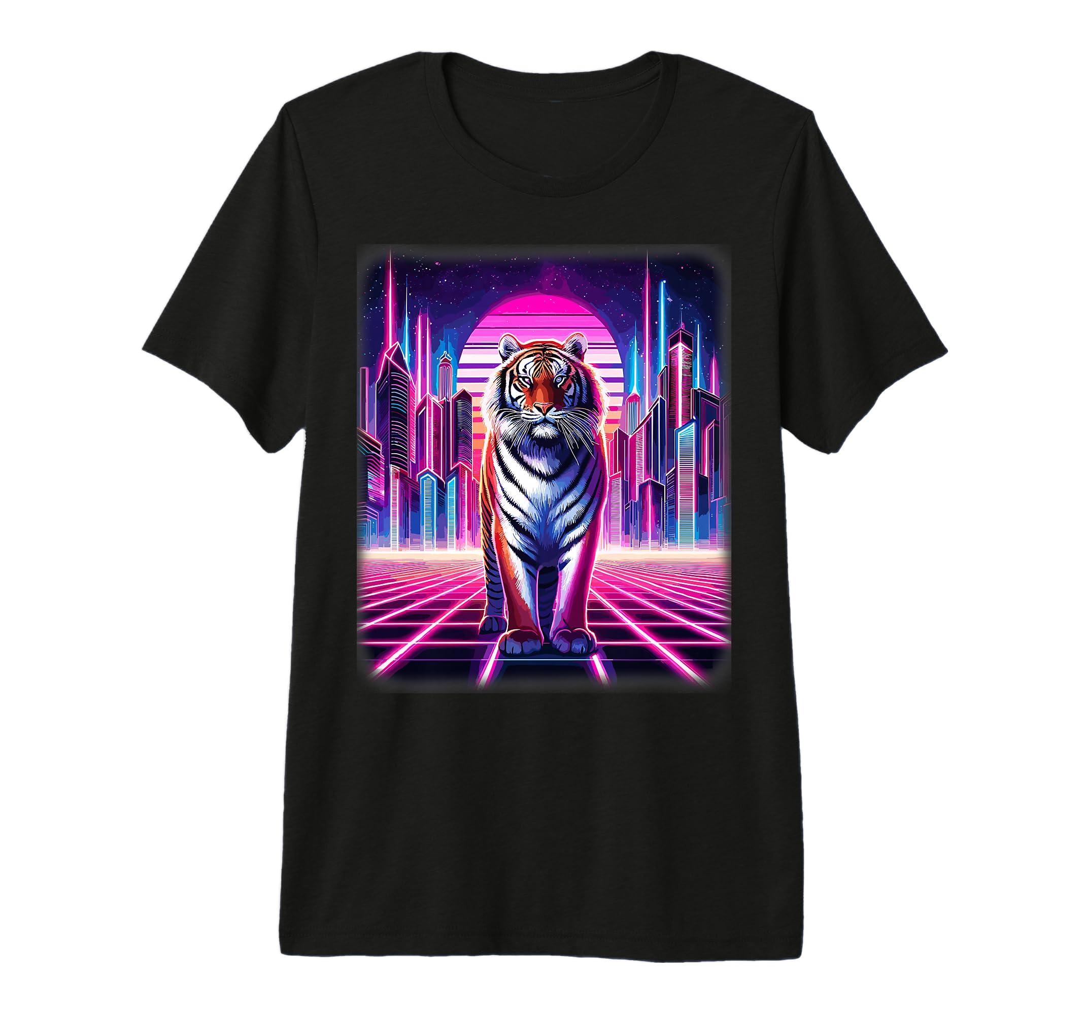 Synthwave Aesthetic Tiger Lover Stuff 80S T-Shirt - Unique Graphic Unisex - T-Shirt, Sweatshirt, Hoodie