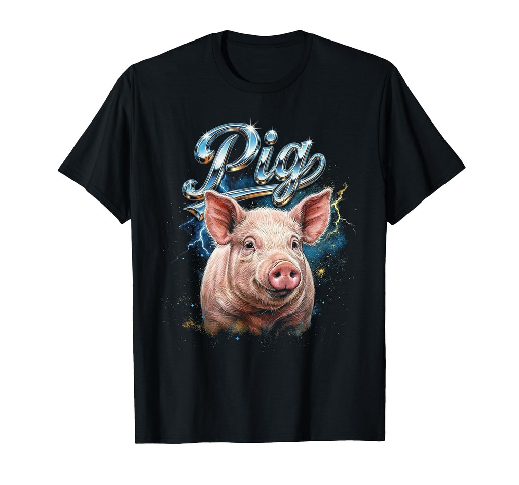 Pig 90S Funny Pig 80S Farm Animals Lover T-Shirt - Minimalist Print Unisex - T-Shirt, Sweatshirt, Hoodie