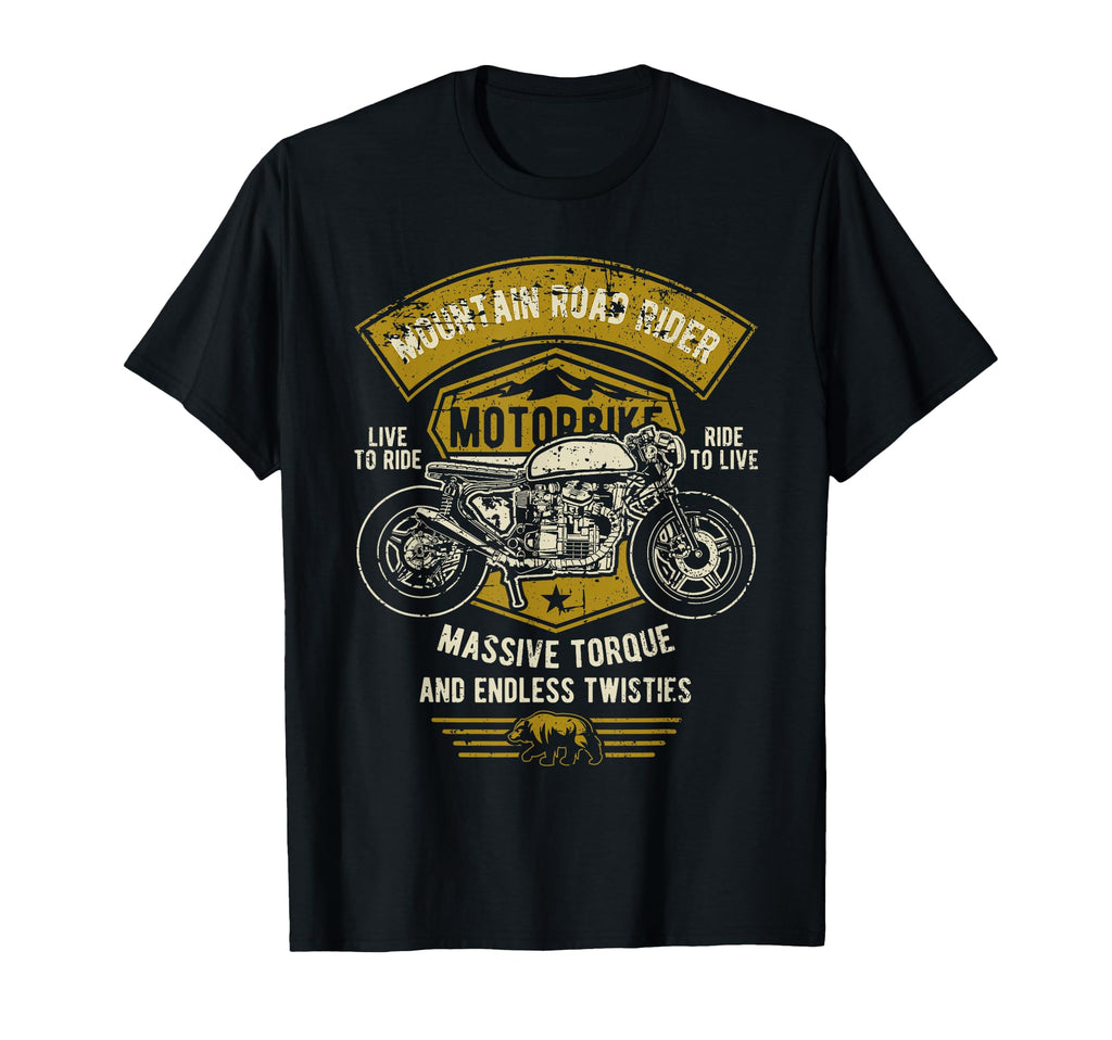 Mountain Road Rider Motorcycle Distressed T-Shirt - Minimalist Print Unisex - T-Shirt, Sweatshirt, Hoodie