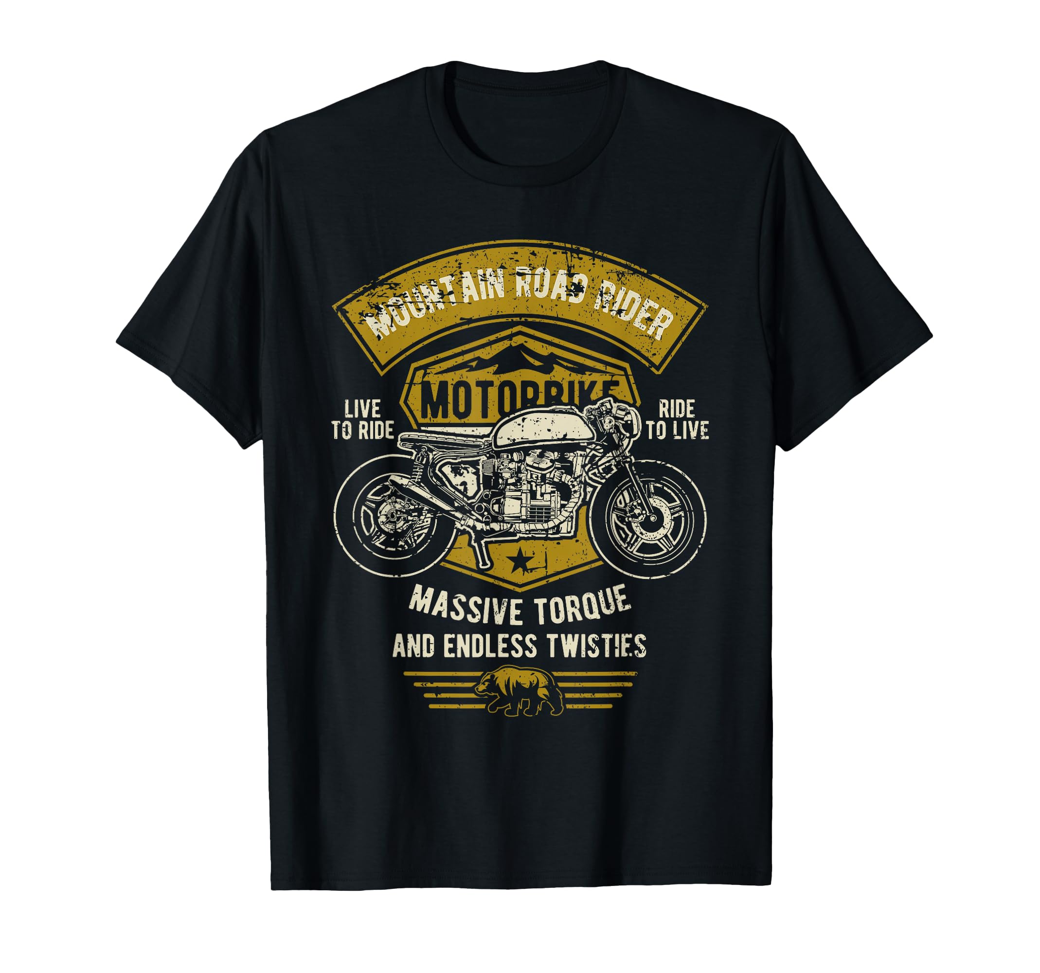 Mountain Road Rider Motorcycle Distressed T-Shirt - Minimalist Print Unisex - T-Shirt, Sweatshirt, Hoodie