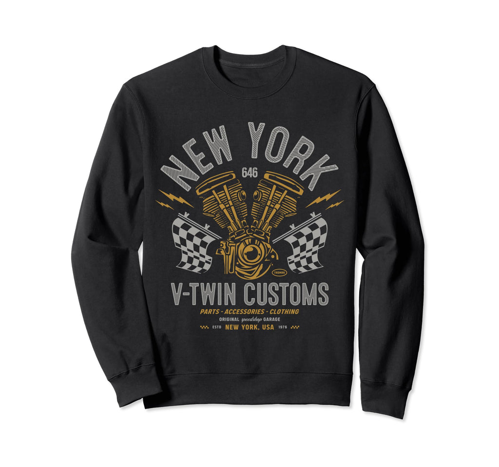 New York Local Motorcycle Garage Biker Sweatshirt - Graphic Print Unisex - T-Shirt, Sweatshirt, Hoodie
