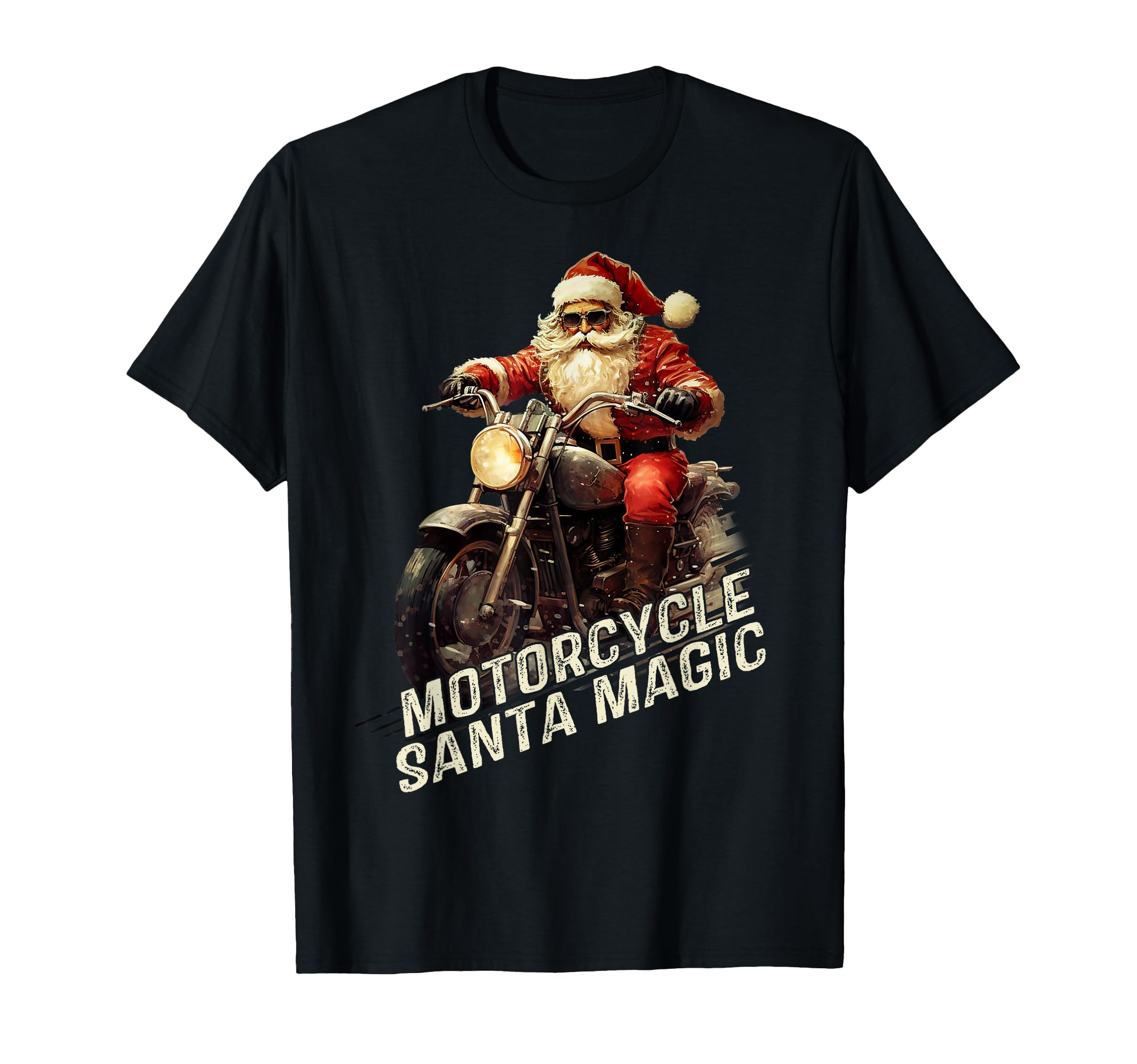Santa Riding Motorcycle Bike T-Shirt - Casual Everyday Wear Men Women - T-Shirt, Sweatshirt, Hoodie