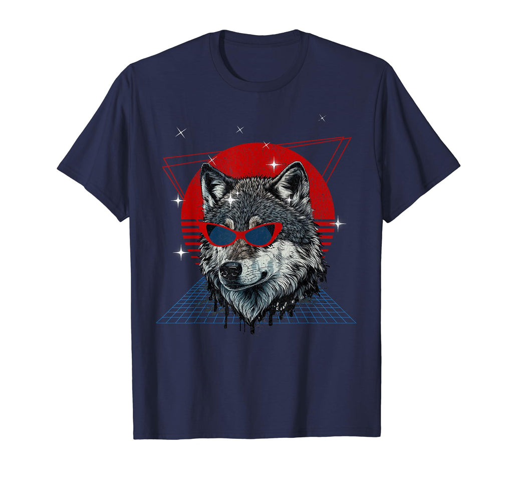 Wolf Sun Glasses 80S Wolf Lovers T-Shirt - Novelty Apparel for Adults - T-Shirt, Sweatshirt, Hoodie