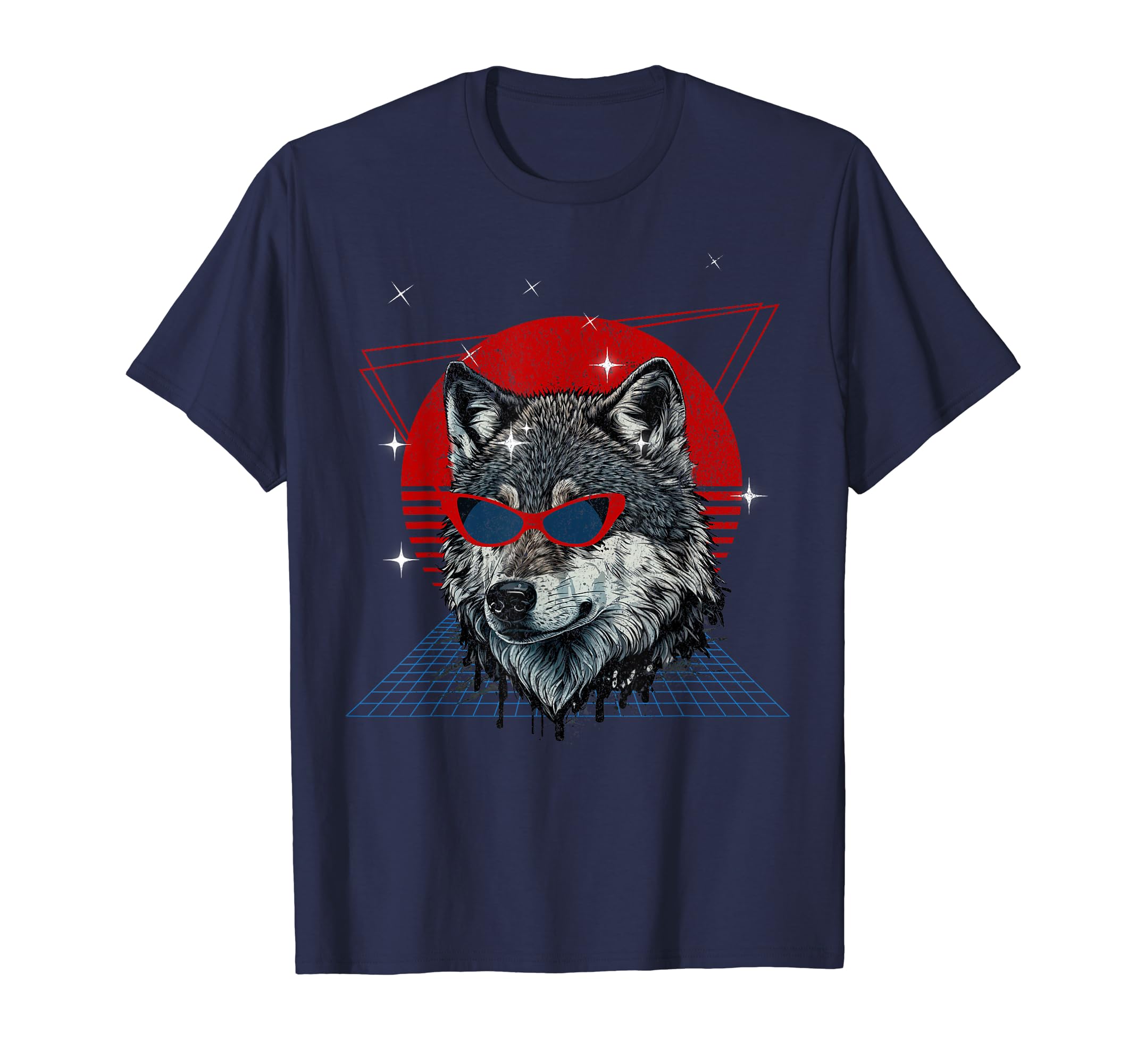 Wolf Sun Glasses 80S Wolf Lovers T-Shirt - Novelty Apparel for Adults - T-Shirt, Sweatshirt, Hoodie
