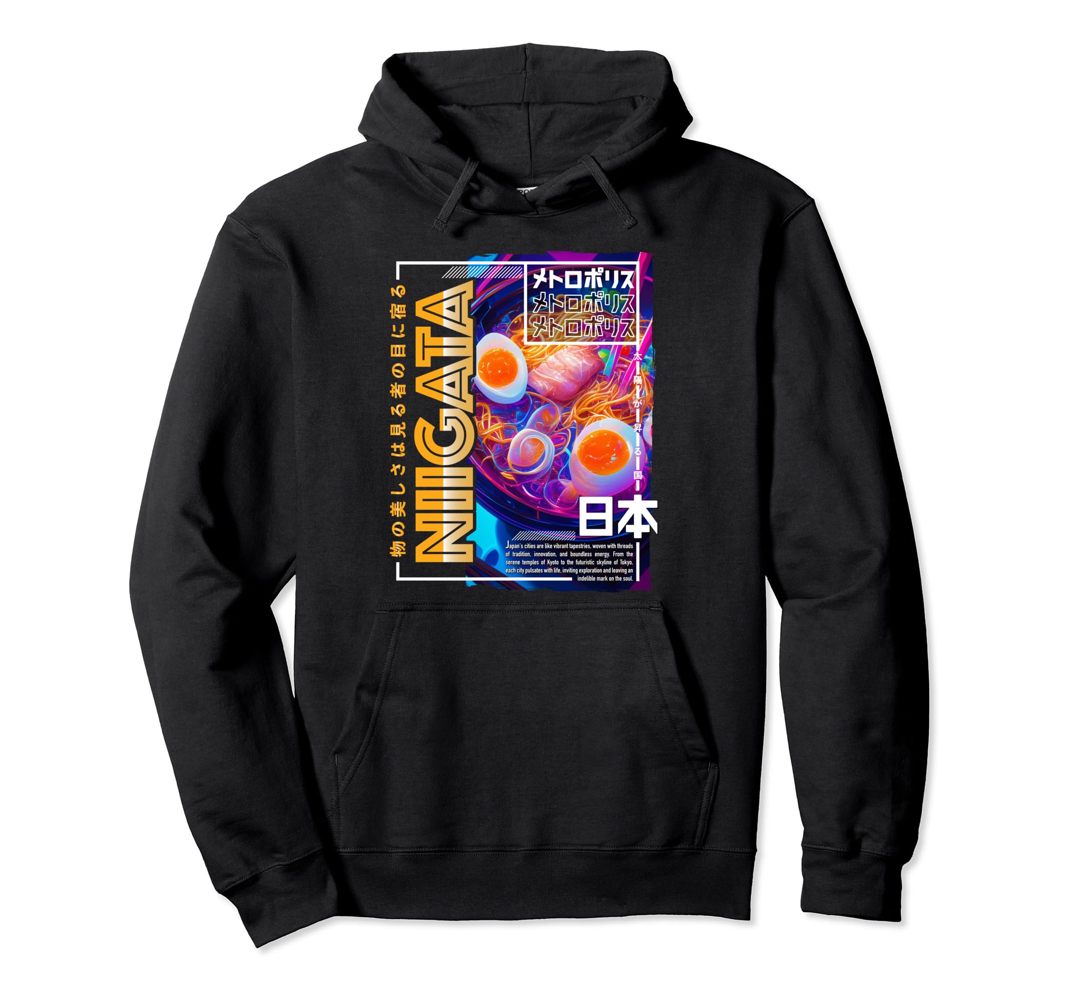 Niigata City 80S Synthwave Ramen Bowl Hoodie - Minimalist Print Unisex - T-Shirt, Sweatshirt, Hoodie