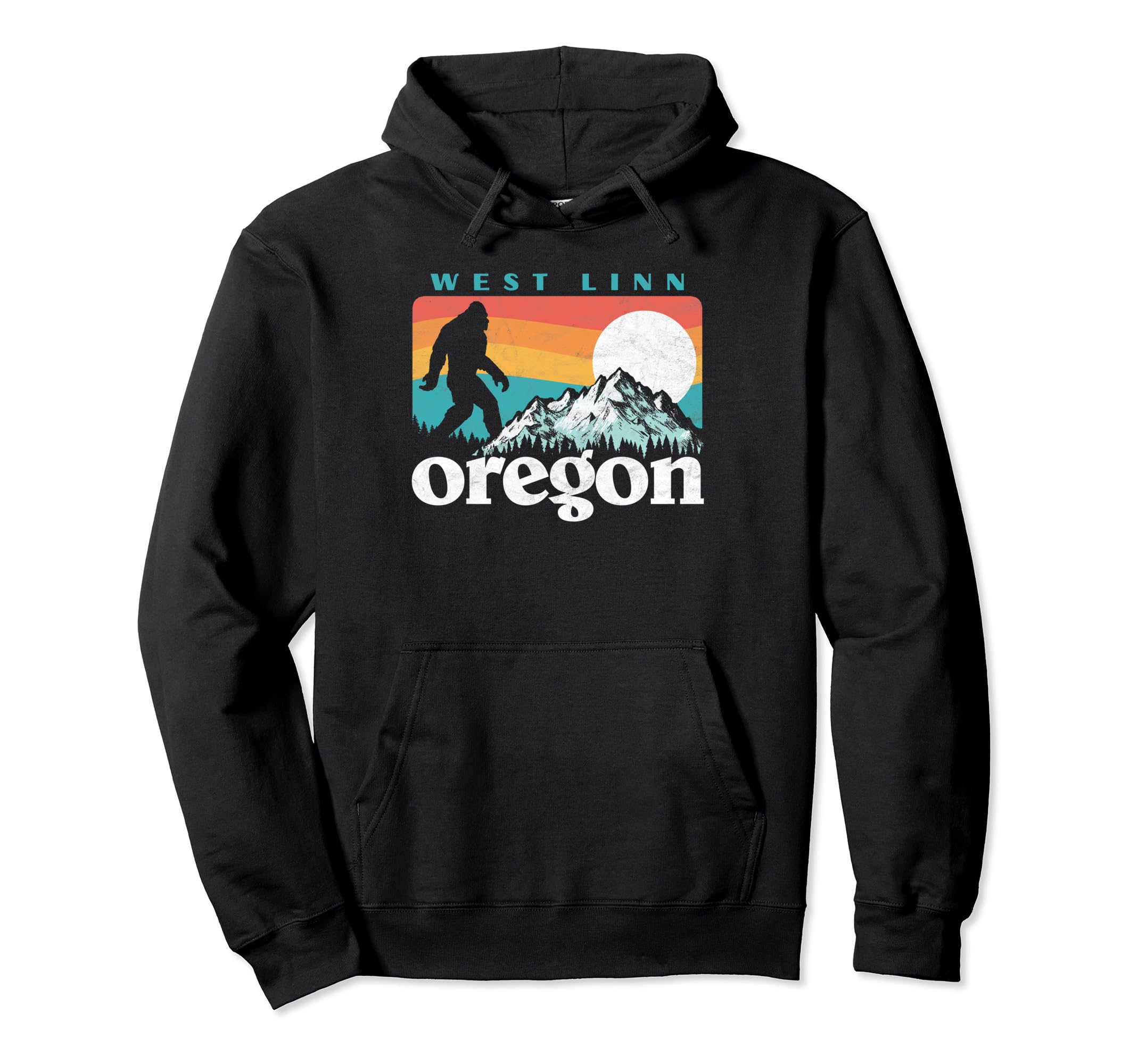 West Linn Oregon 80S Bigfoot Mountains Hoodie - Trendy Graphic Men Women - T-Shirt, Sweatshirt, Hoodie