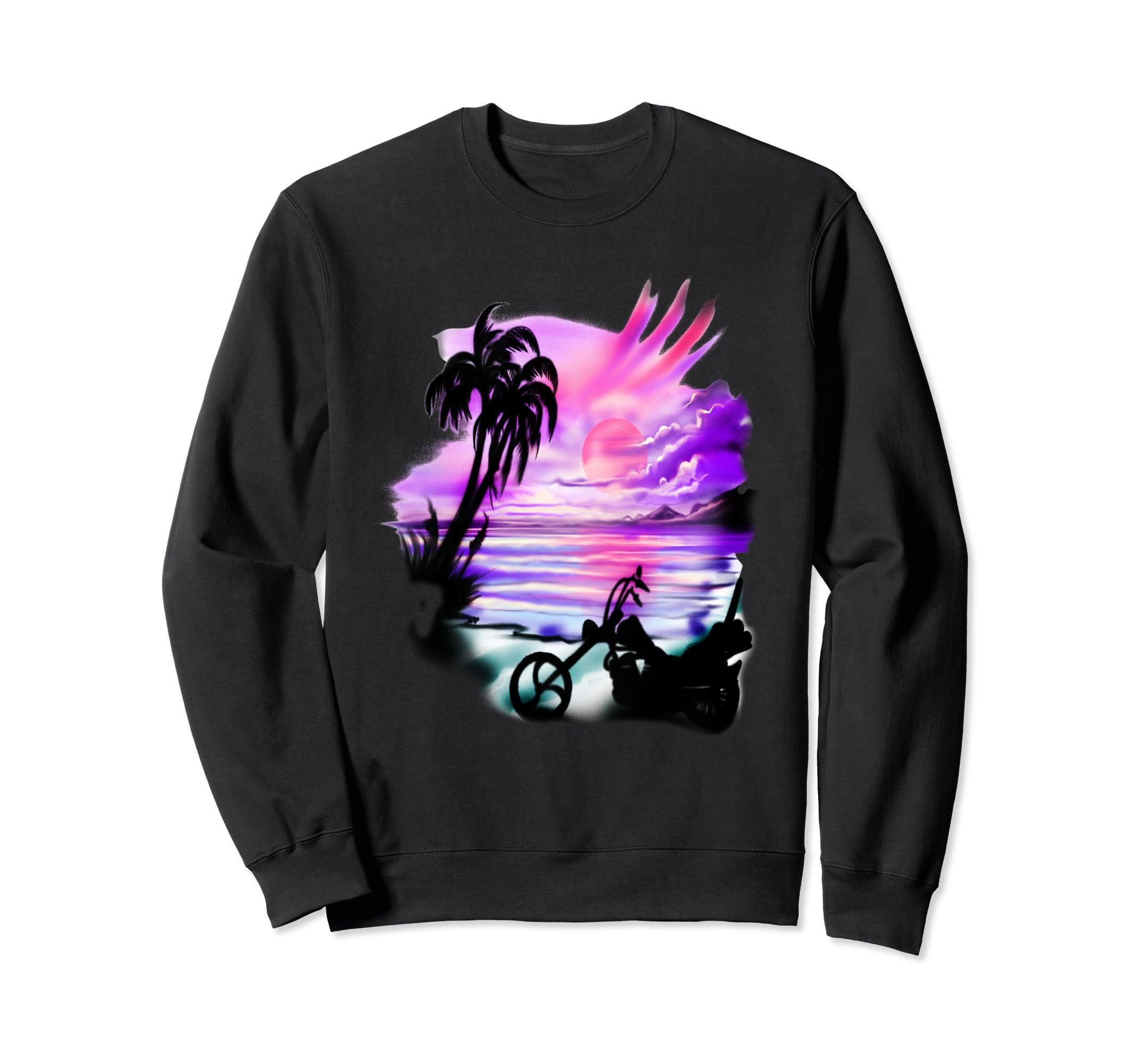 Airbrush Tropical Island Motorcycle Sweatshirt - Novelty Apparel Unisex - T-Shirt, Sweatshirt, Hoodie