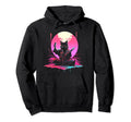Synthwave Cat Samurai Mediation Vaporwave Hoodie - Graphic Print Unisex - T-Shirt, Sweatshirt, Hoodie