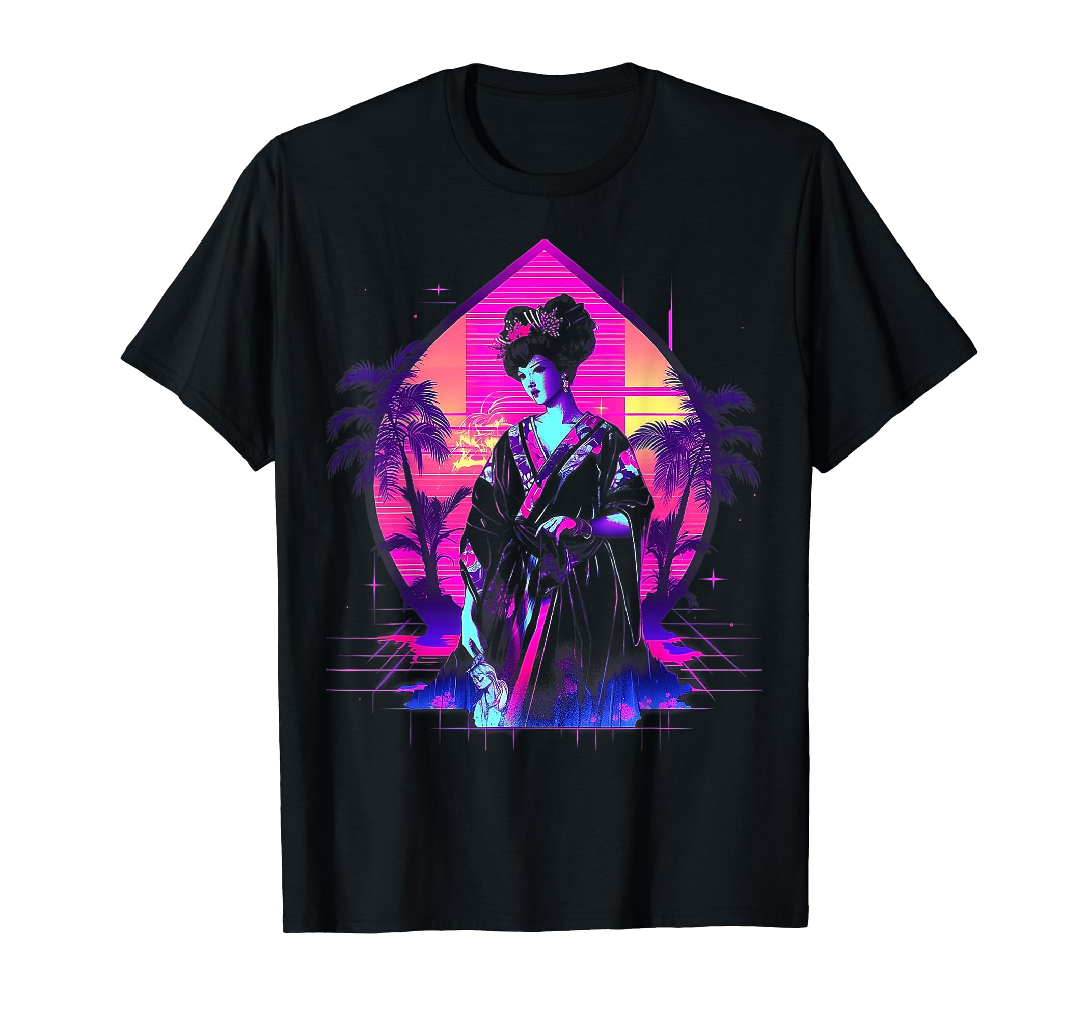 Vaporwave Geisha 80S Synthwave 26 T-Shirt - Graphic Print for Adults - T-Shirt, Sweatshirt, Hoodie