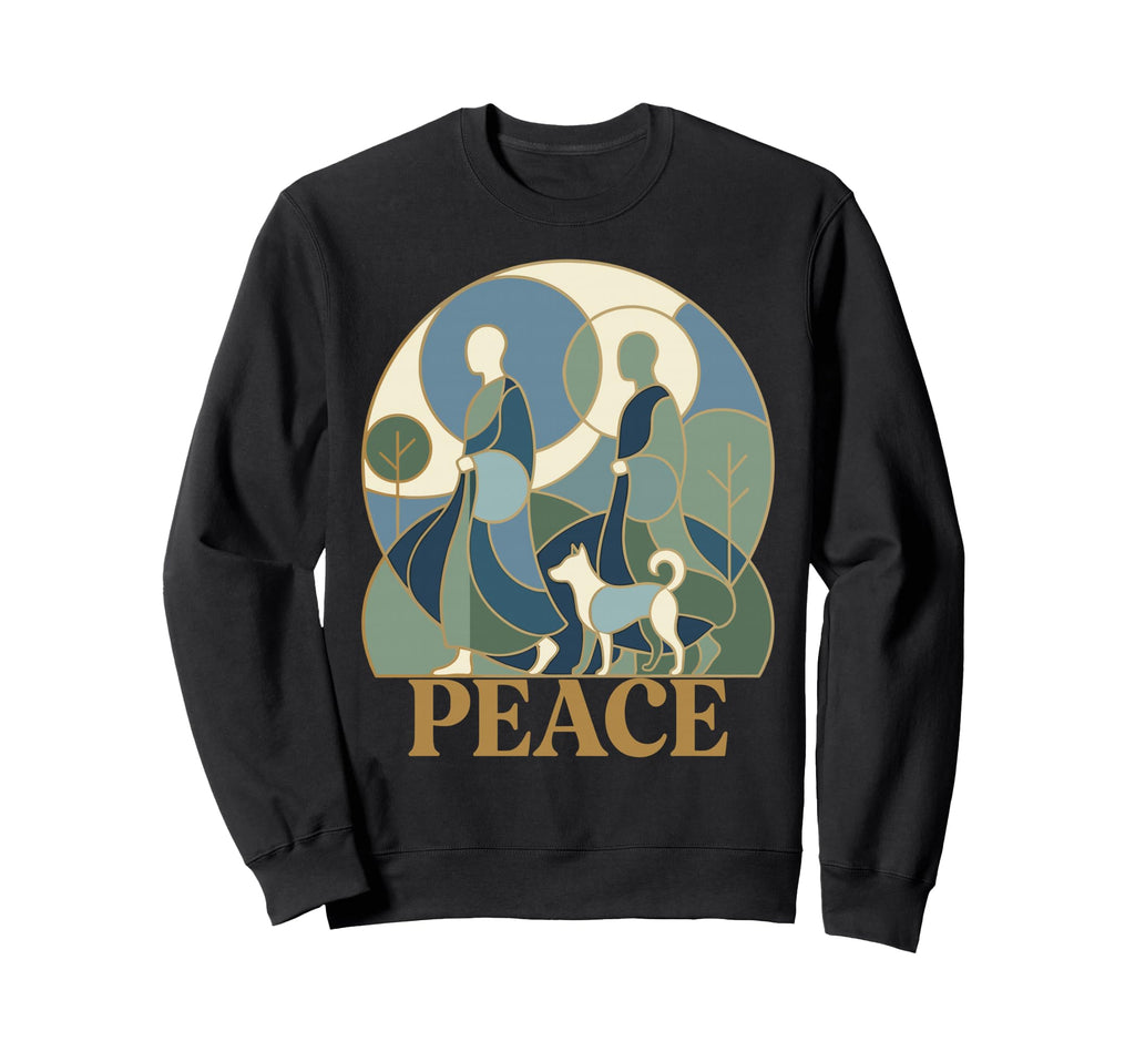 Peace Walking Monks And Aloka Dog Walk Sweatshirt - Novelty Apparel Unisex - T-Shirt, Sweatshirt, Hoodie