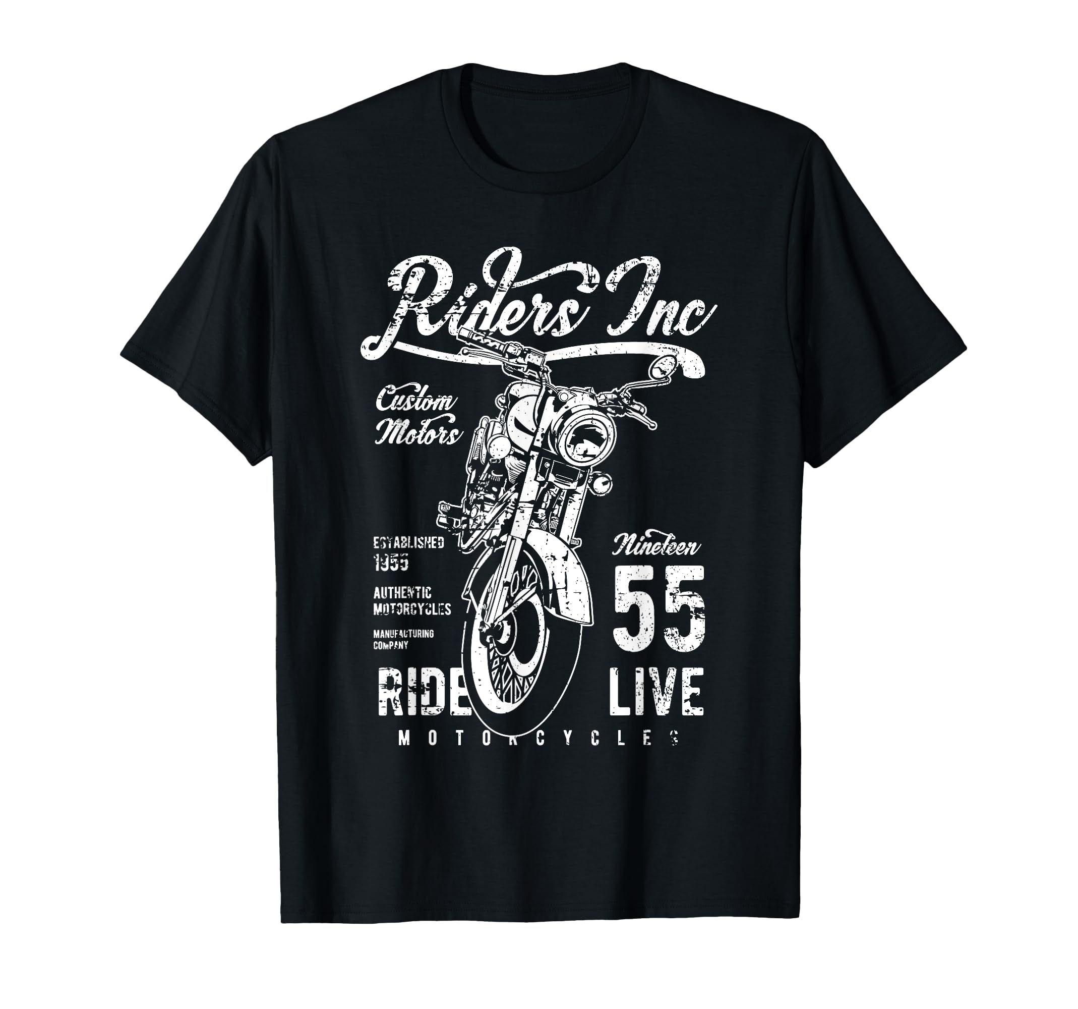 Riders Inc 1955 Motorcycle Distressed T-Shirt - Graphic Print Men Women - T-Shirt, Sweatshirt, Hoodie